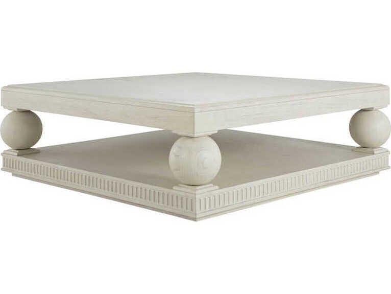 Gabby Bronte Square Wood Antique Brushed White Coffee Table
