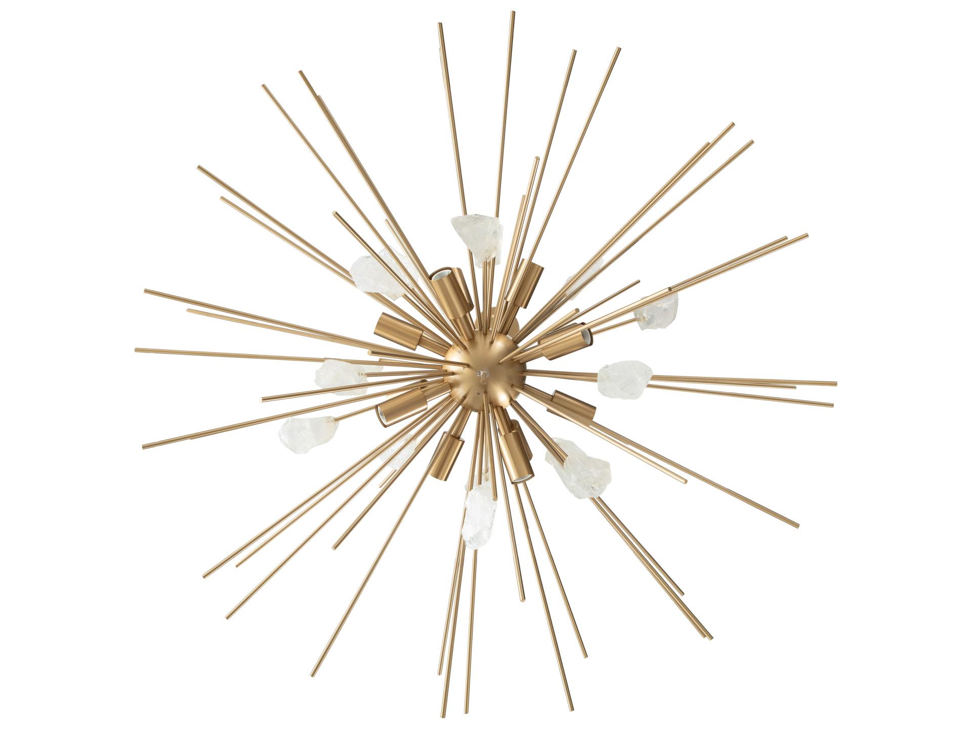 Gabby Nova 11-Light Brushed Brass Natural Crystal Sputnik Pendant