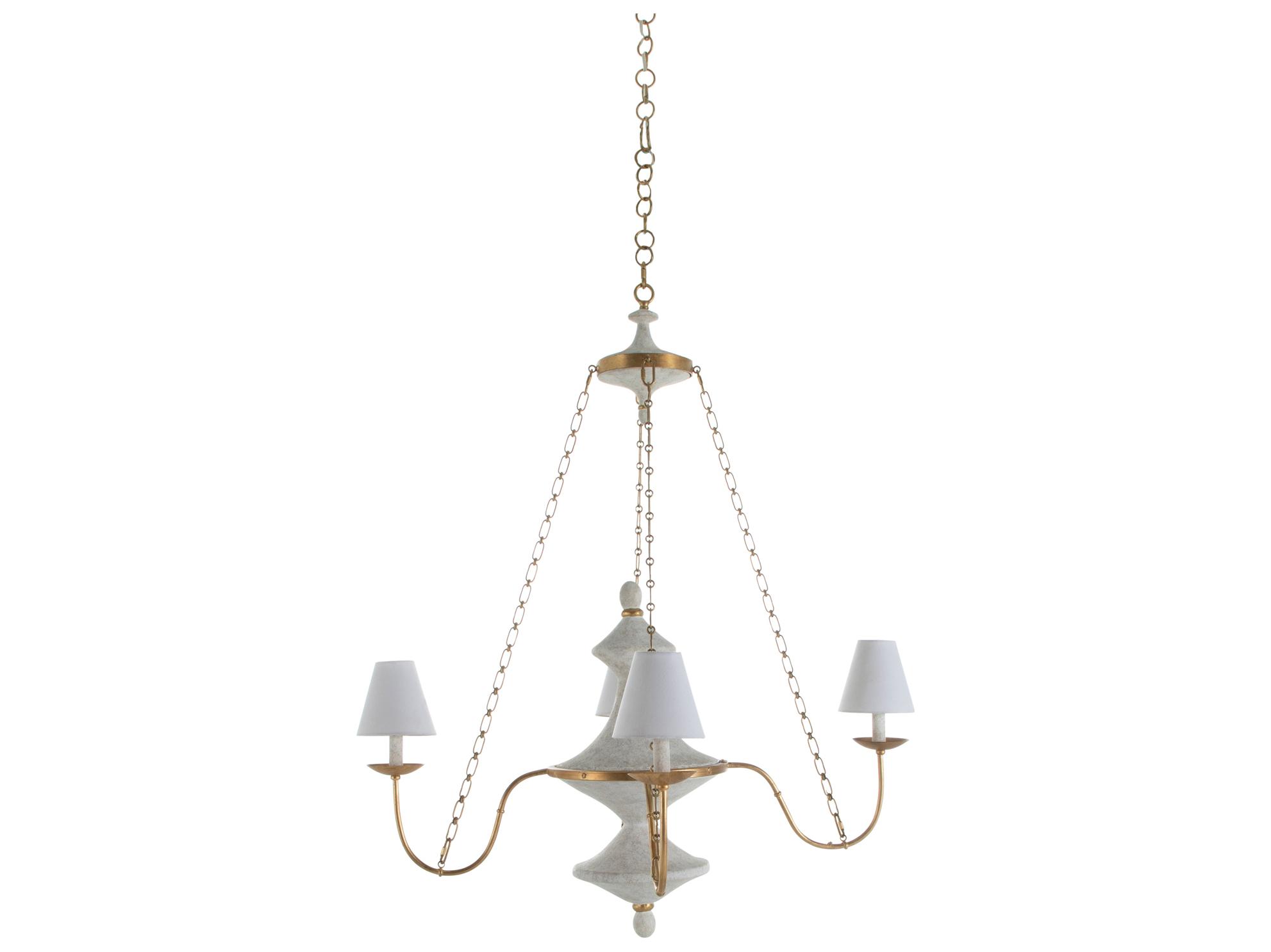 Gabby Pascal 4-Light Textured White Vintage Gold Traditional Candelabra Chandelier