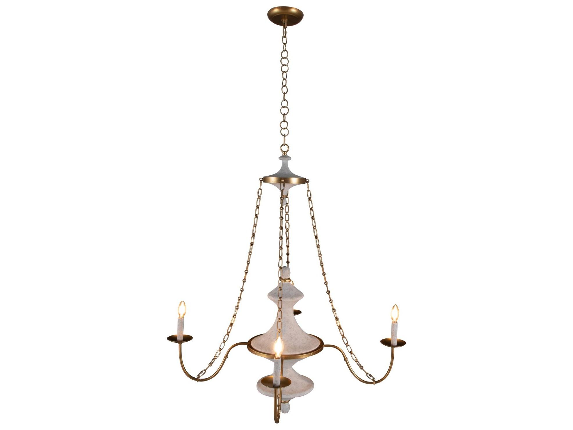 Gabby Pascal 4-Light Textured White Vintage Gold Traditional Candelabra Chandelier