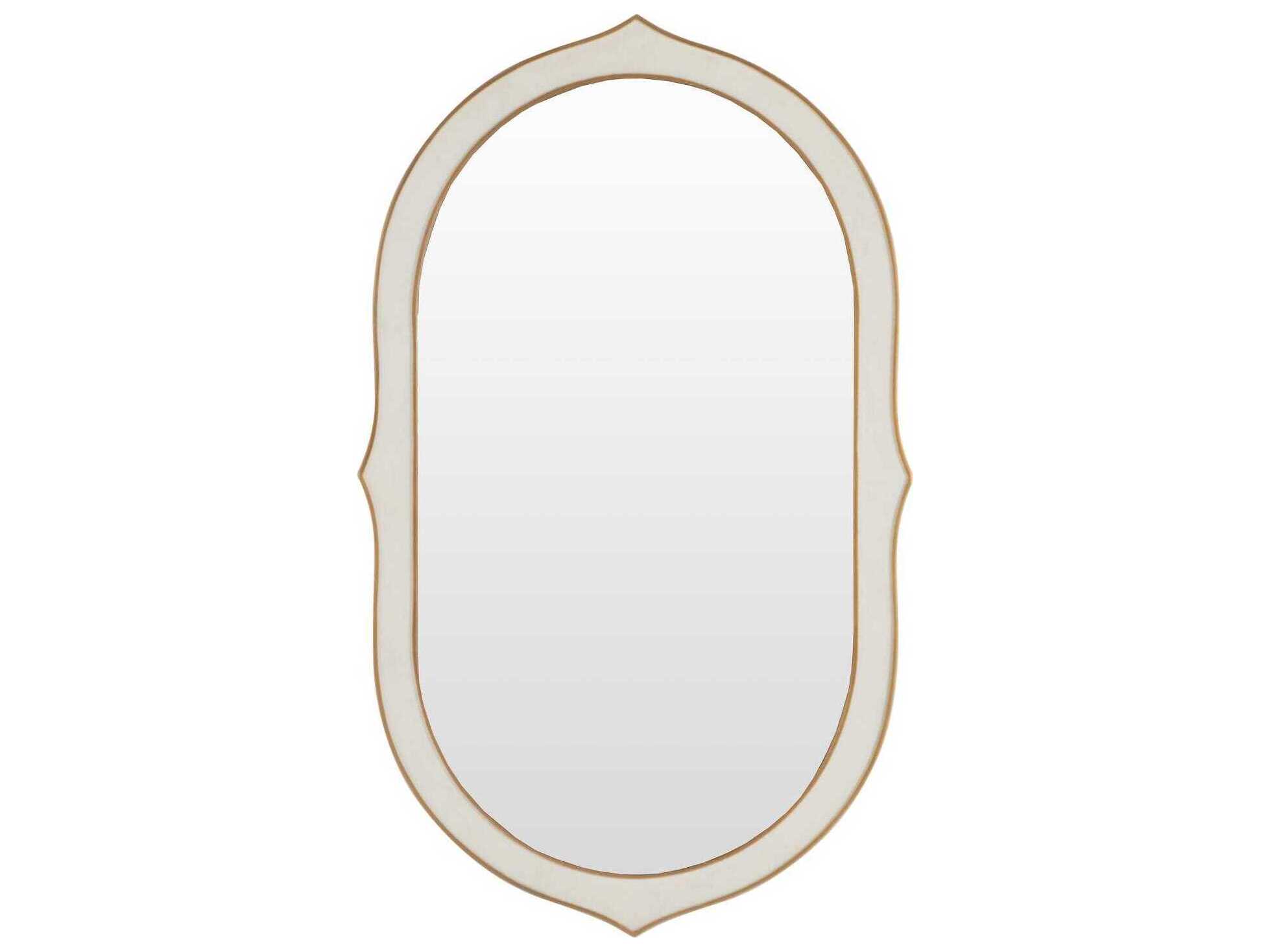 Gabby Allie Gilded Gold White Shagreen Wall Mirror Oval