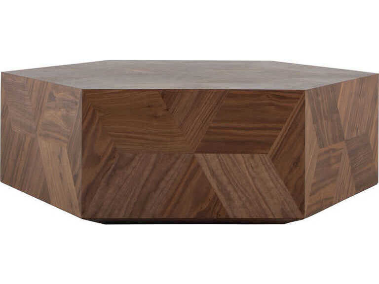 Gabby Santiago Hexagon Wood Natural Walnut Coffee Table