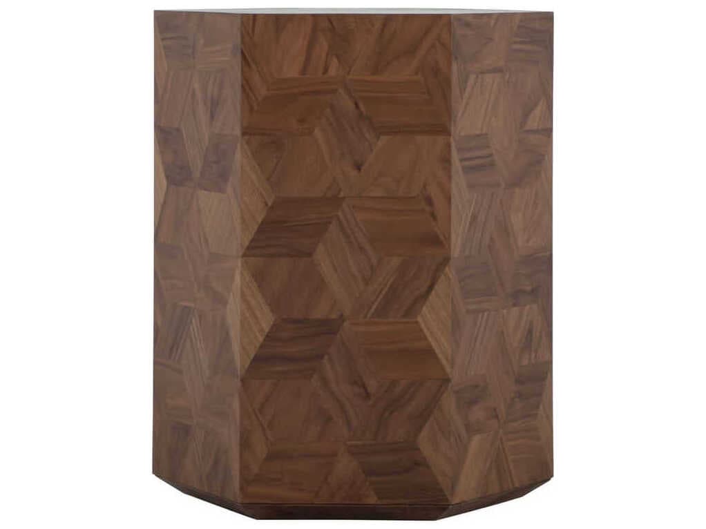 Gabby Santiago Hexagon Wood Natural Walnut End Table
