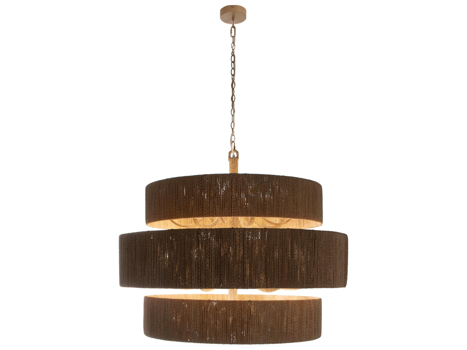 Gabby Ellington 15-Light Natural Seagrass Brown Tiered Pendant