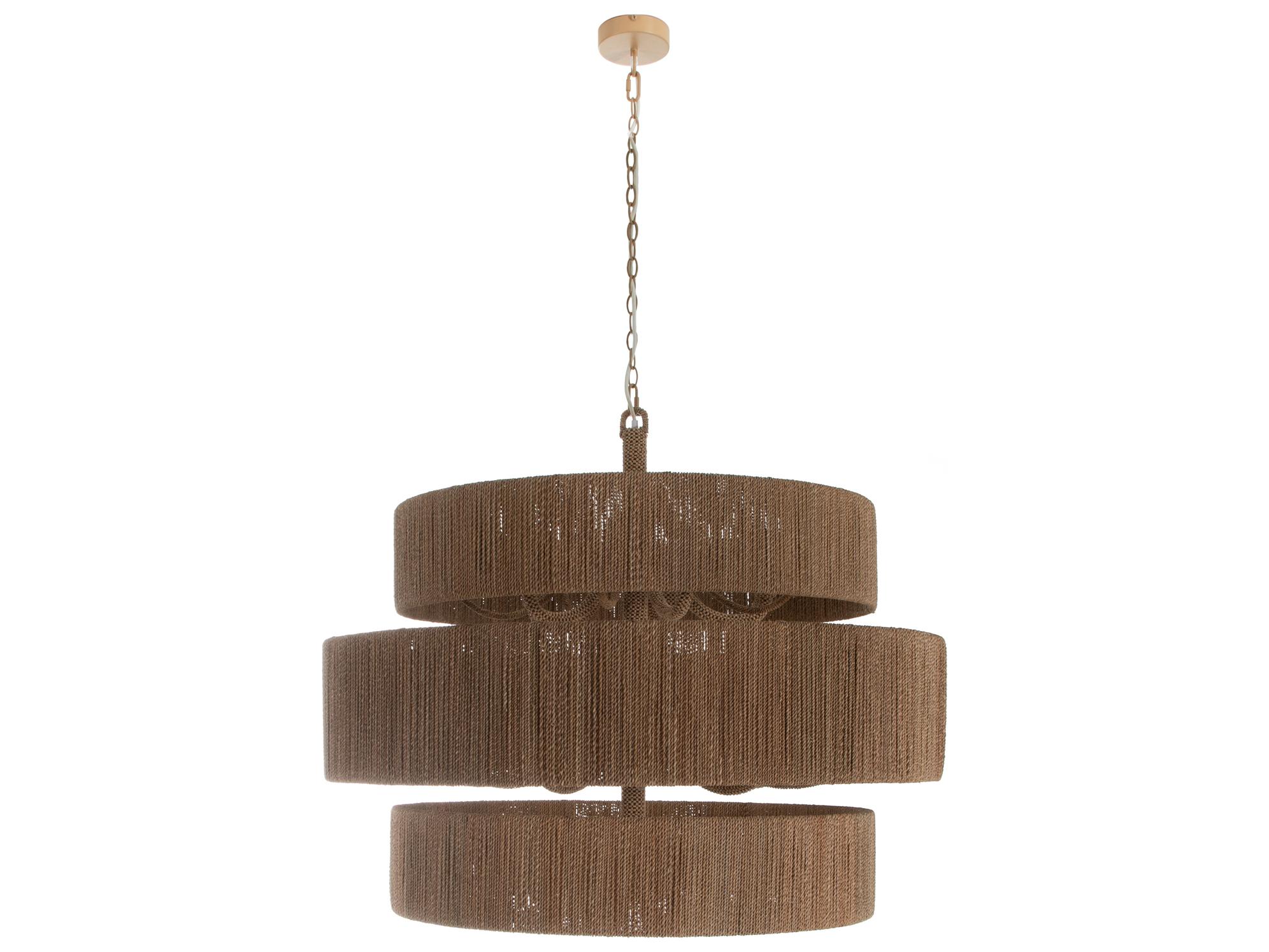 Gabby Ellington 15-Light Natural Seagrass Brown Tiered Pendant