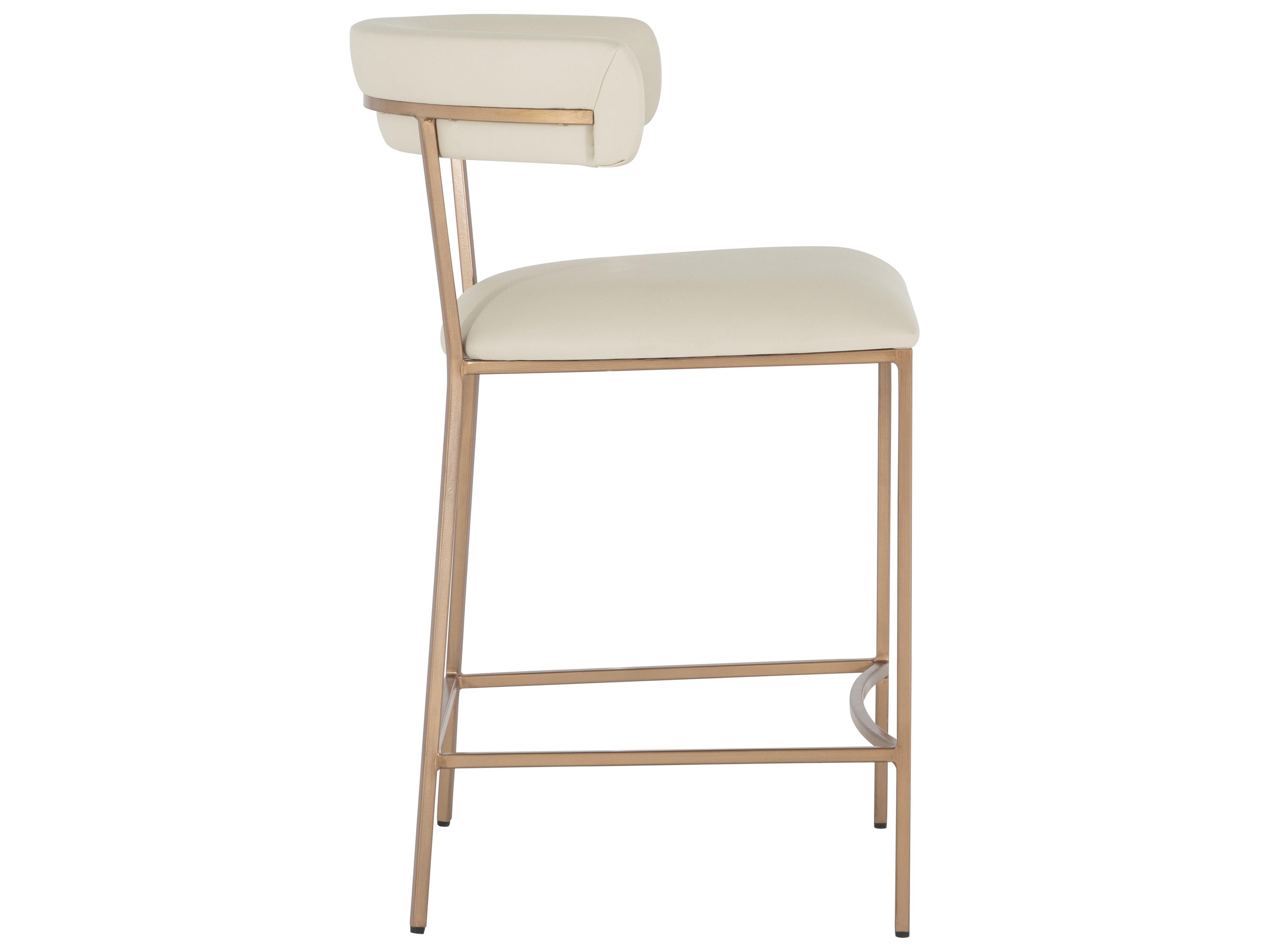 Gabby Matlock White & Ivory Yellow Faux Leather Counter Stool