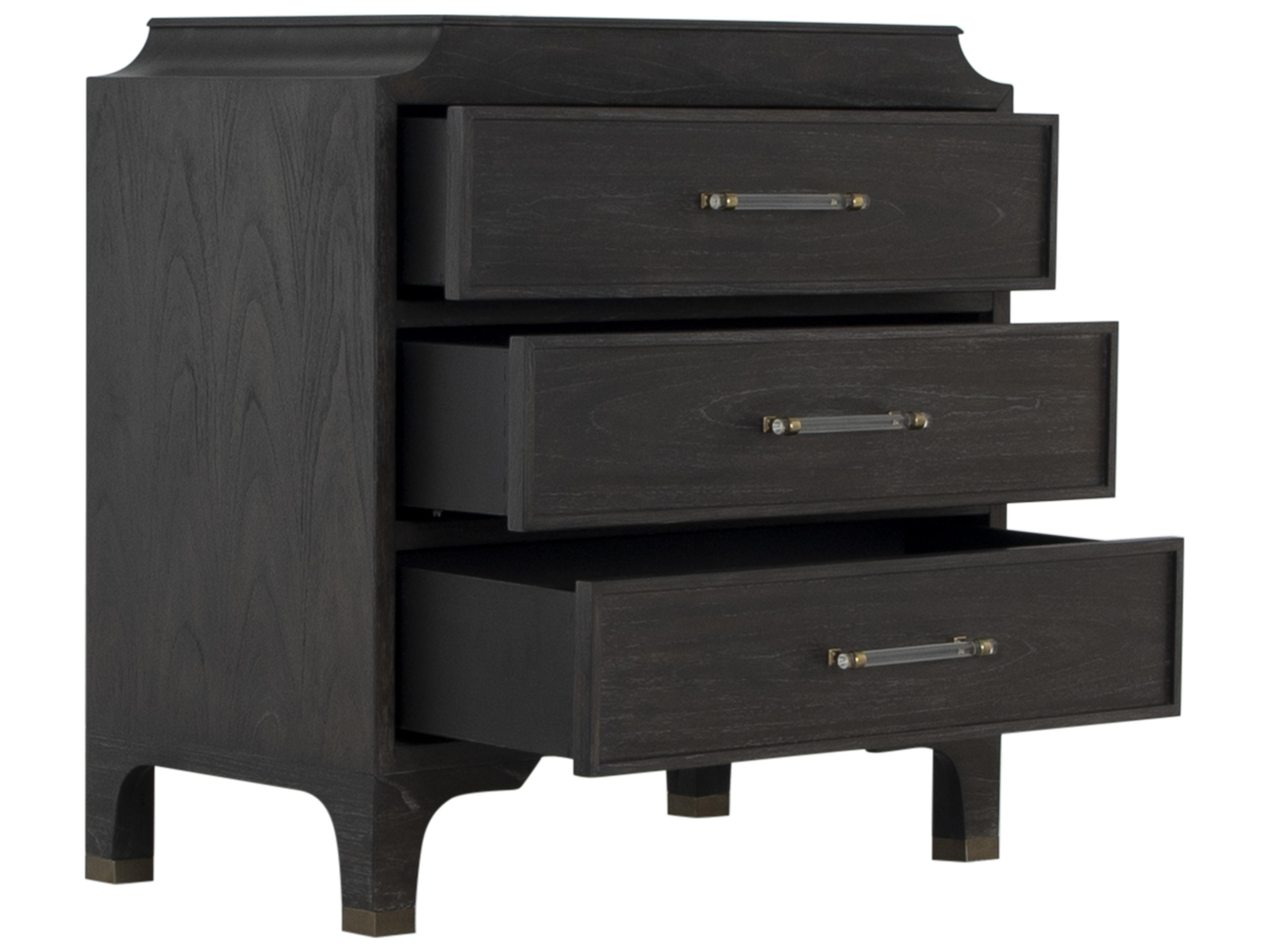 Gabby Alexandra 3-Drawers Brown Mindi Wood Nightstand
