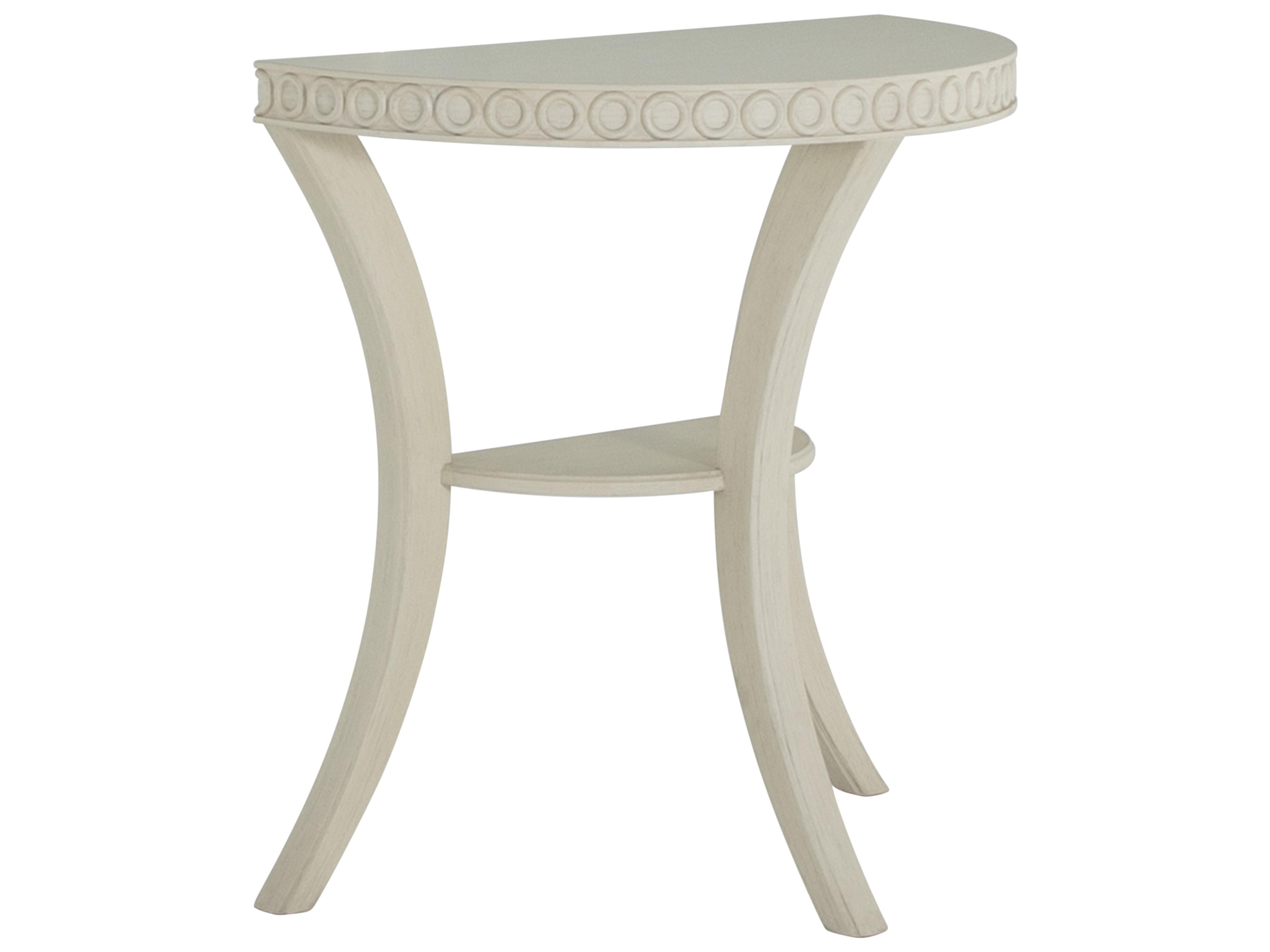 Gabby Linda Demilune Wood White & Ivory Console Table