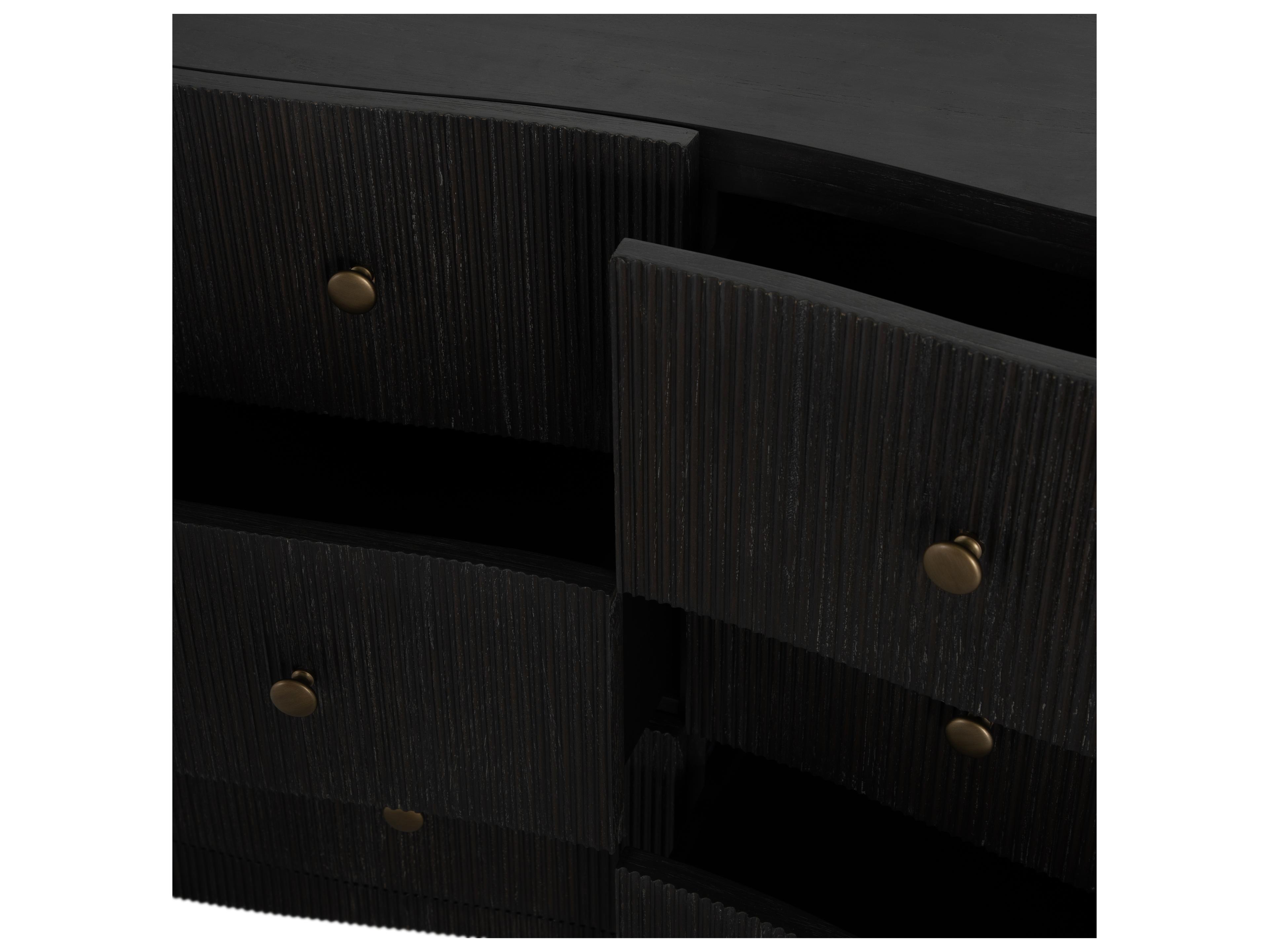 Gabby Princeton 6-Drawers Black Mindi Wood Double Dresser