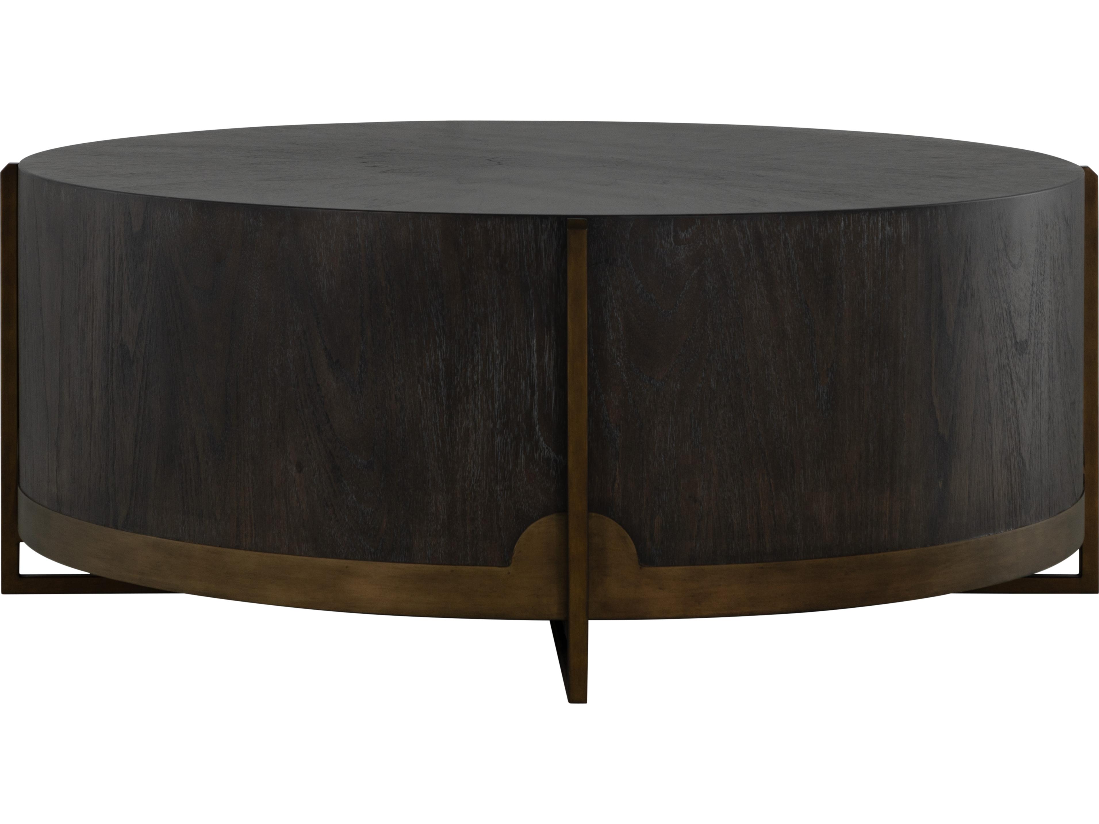 Gabby Clifton Round Wood Brown Yellow Coffee Table