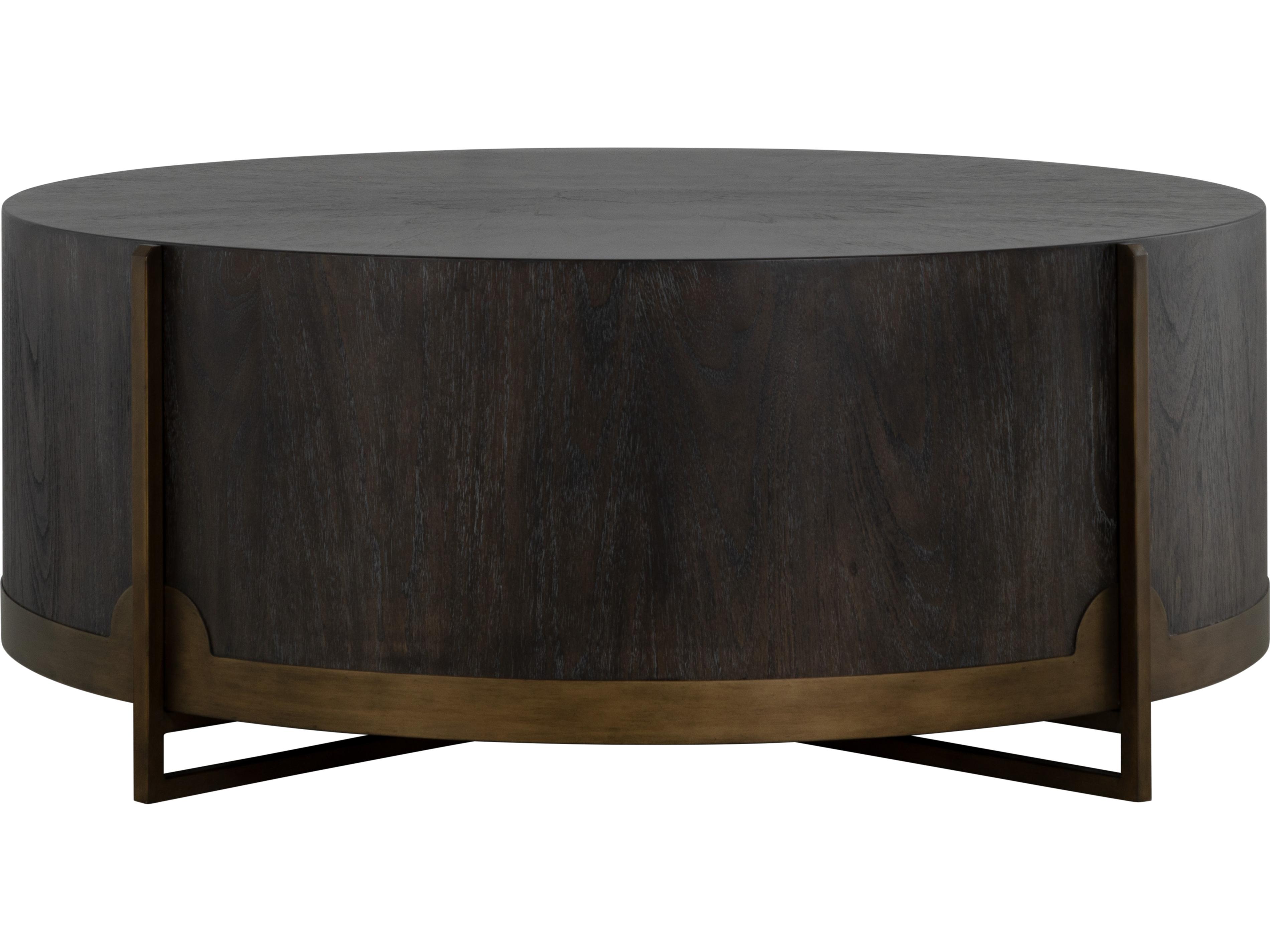 Gabby Clifton Round Wood Brown Yellow Coffee Table