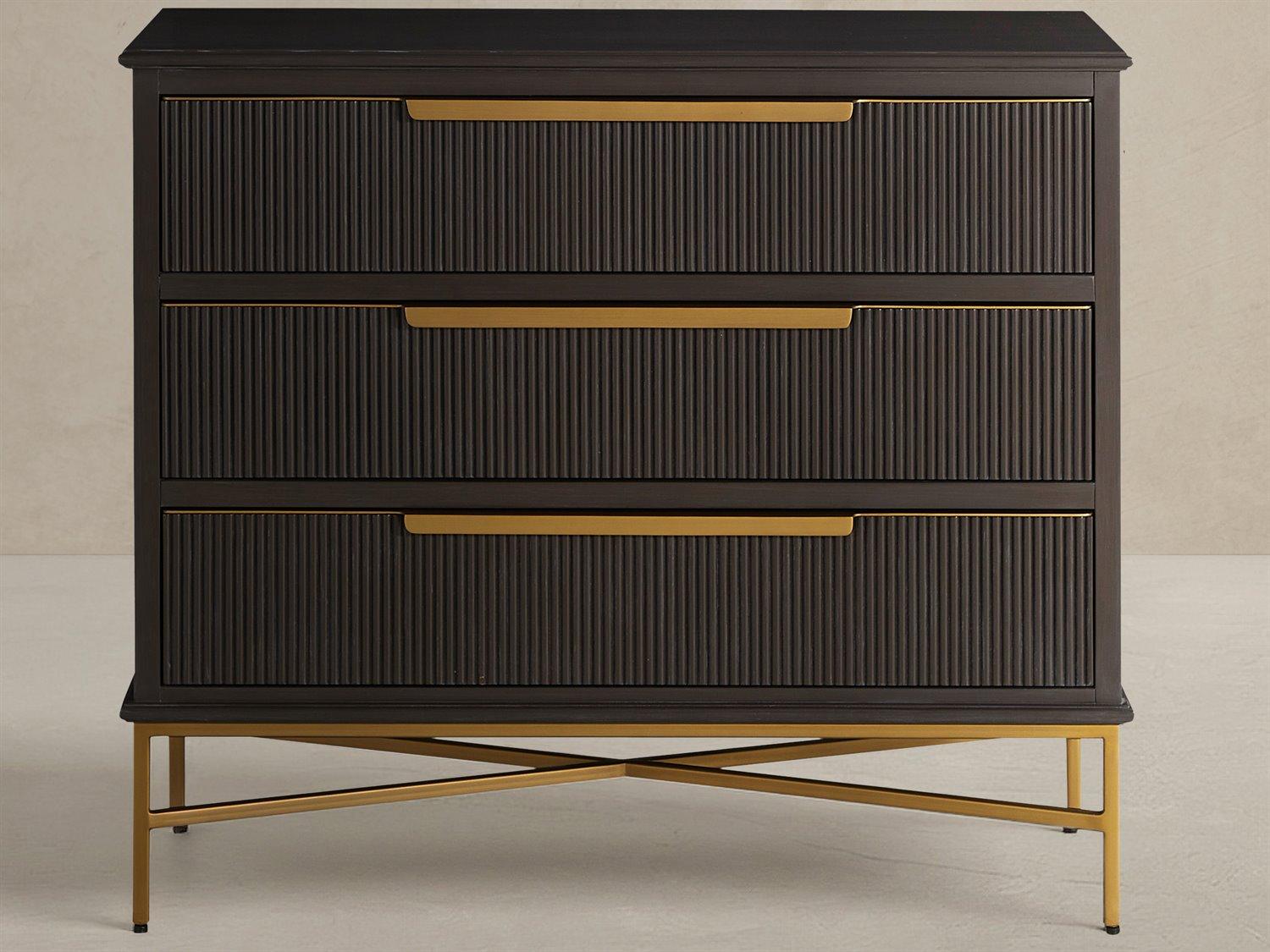 Gabby Riggs Sesame Black Stained Brass Mahogany Wood Accent Chest