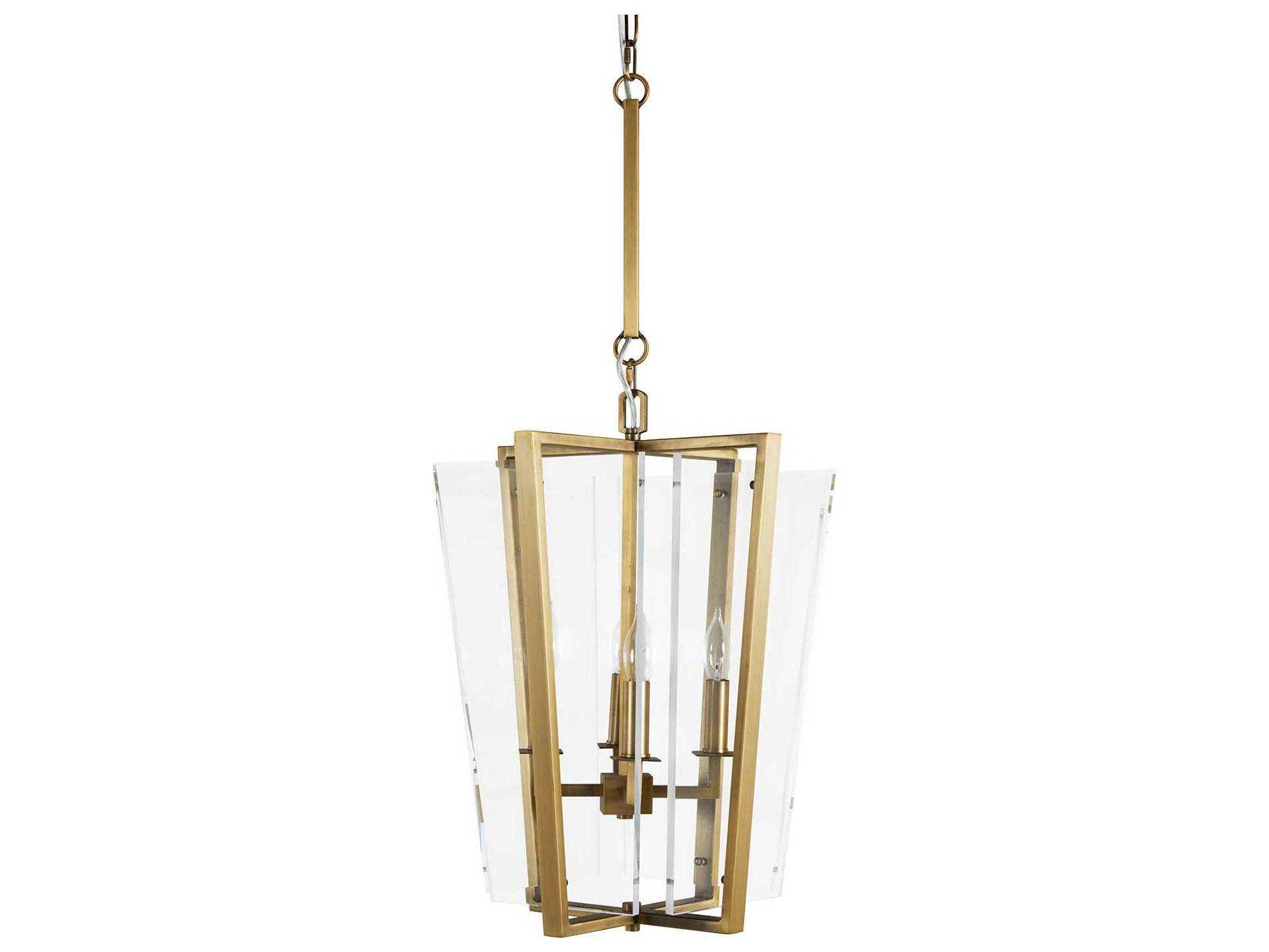 Gabby Lantern 4-Light Matte Antique Brass Clear Chandelier