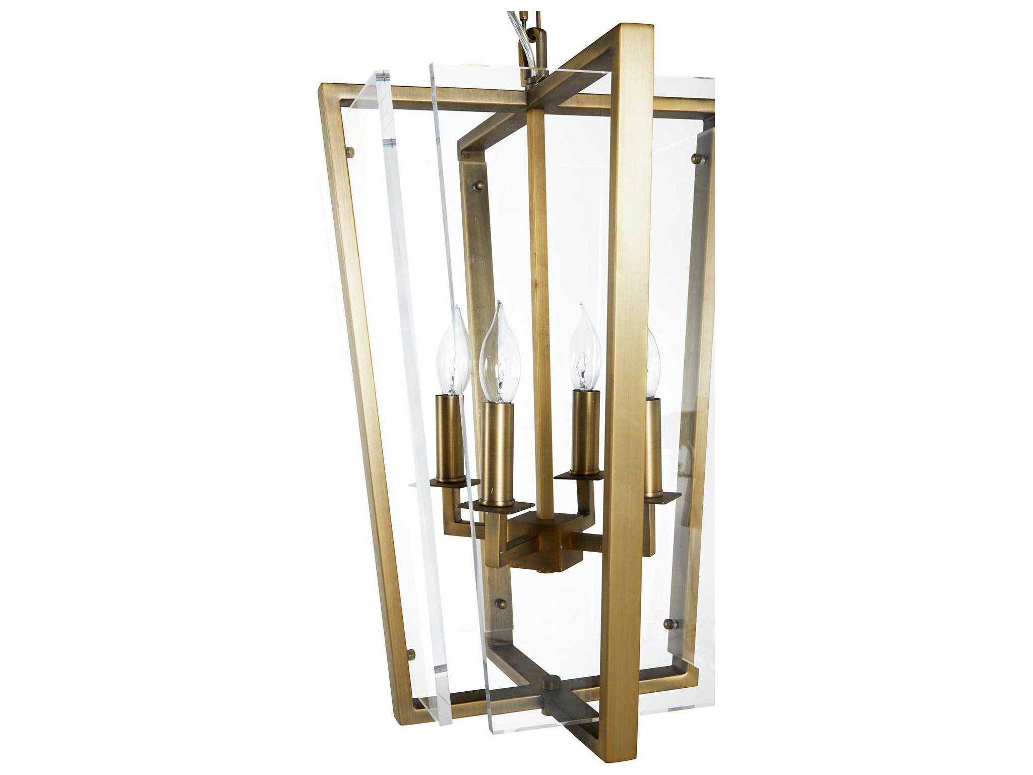 Gabby Lantern 4-Light Matte Antique Brass Clear Chandelier