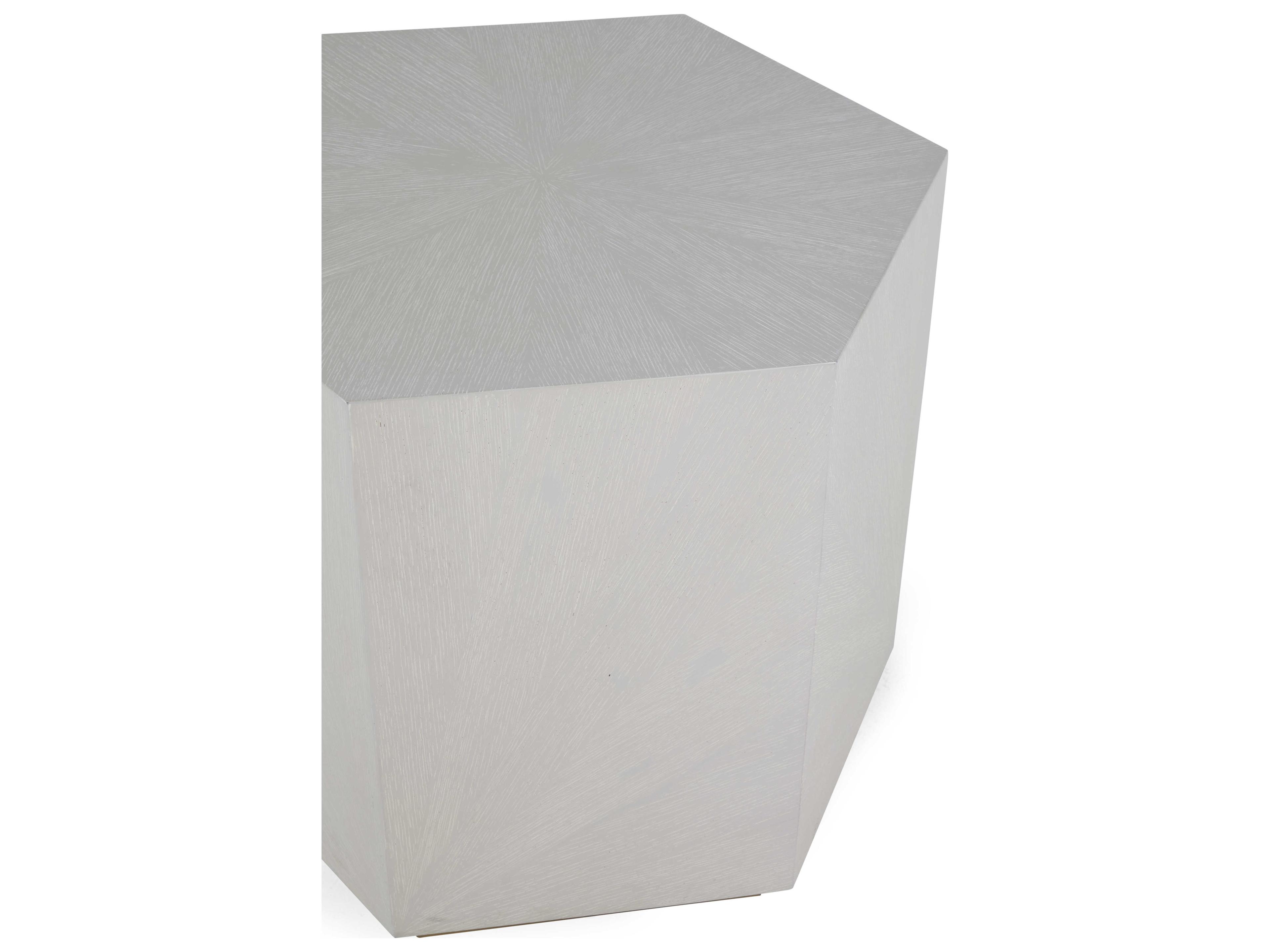 Gabby Winslet Hexagon Wood Cerused White Stain Gold End Table