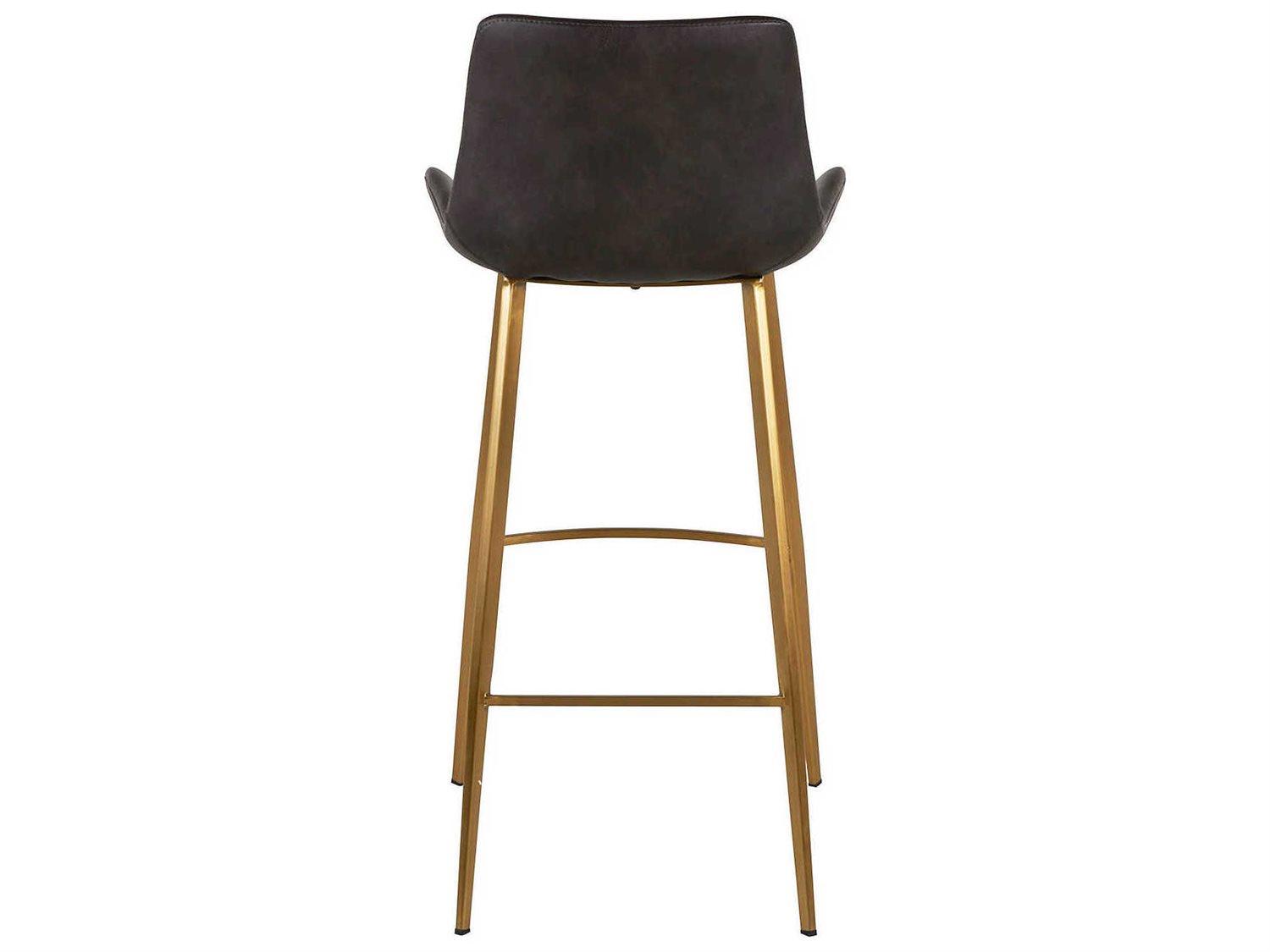 Gabby Hines Gray Leather Stainless Gold Bar Stool