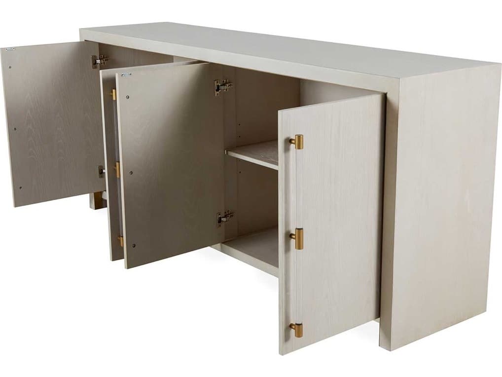 Gabby 80" Winford Oak Wood Cerused White Stained Gold Sideboard