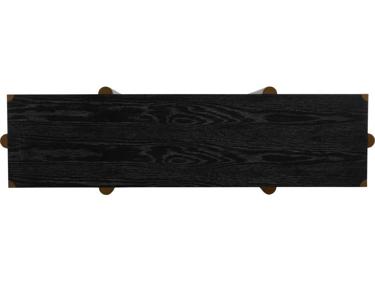 Gabby Fiona Rectangular Wood Black Cerused Oak & Antique Brass Console Table