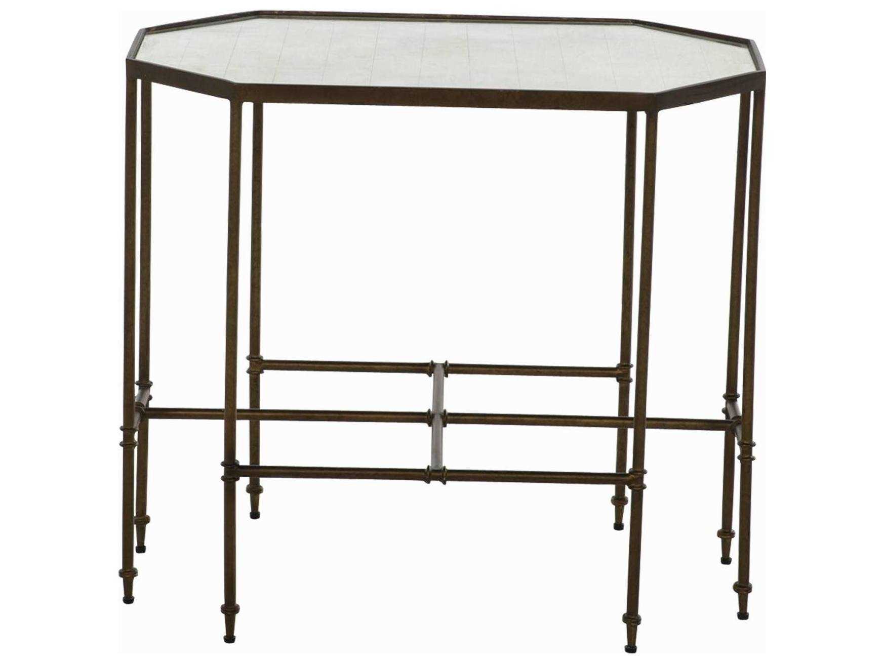 Gabby Barnes Hexagon Matte Gold & Eglomise Mirror End Table