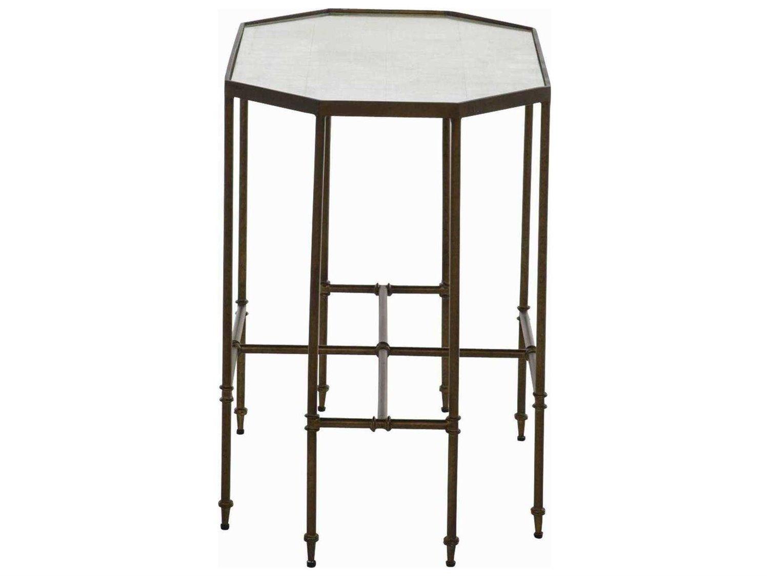 Gabby Barnes Hexagon Matte Gold & Eglomise Mirror End Table