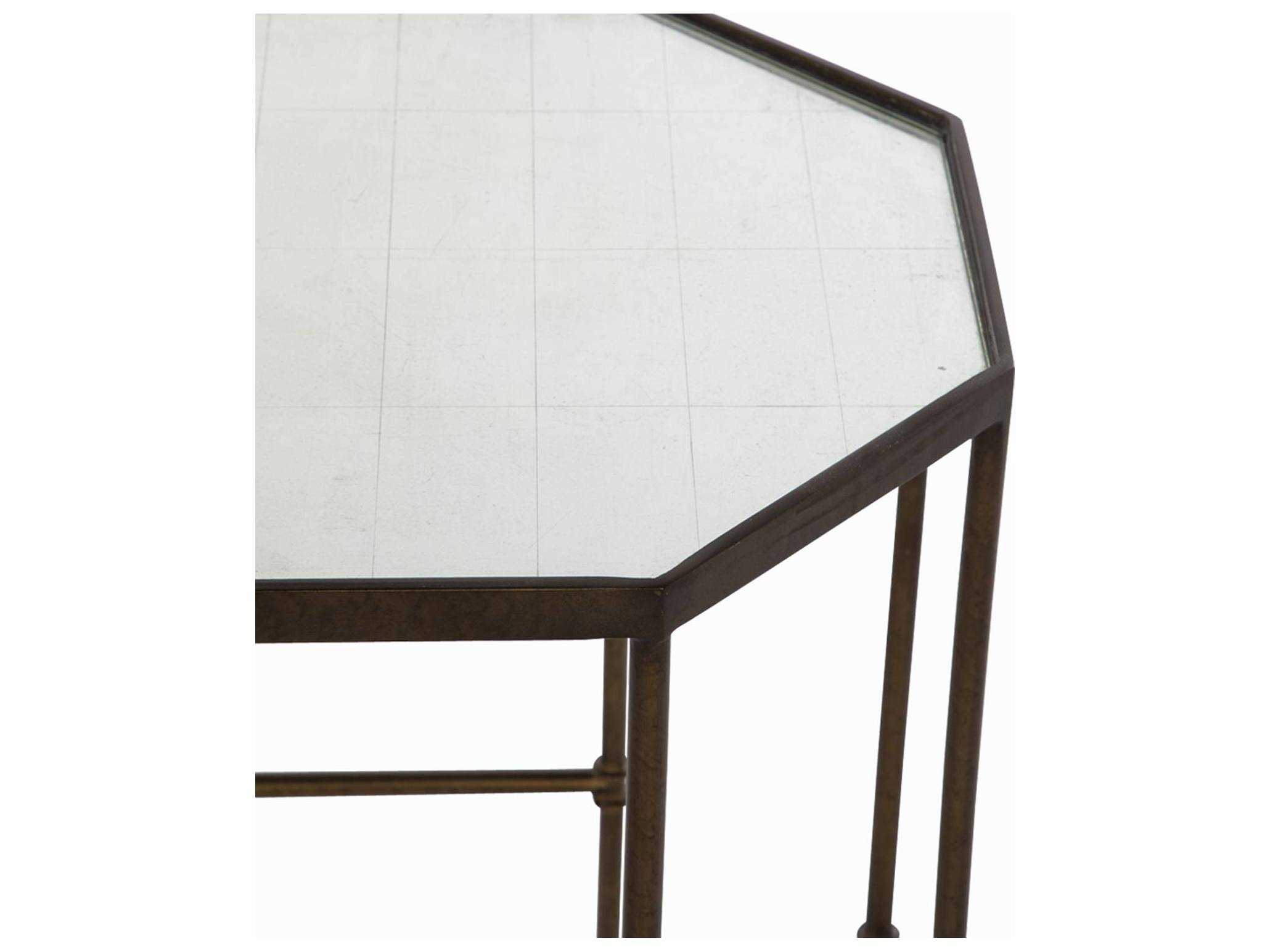 Gabby Barnes Hexagon Matte Gold & Eglomise Mirror End Table