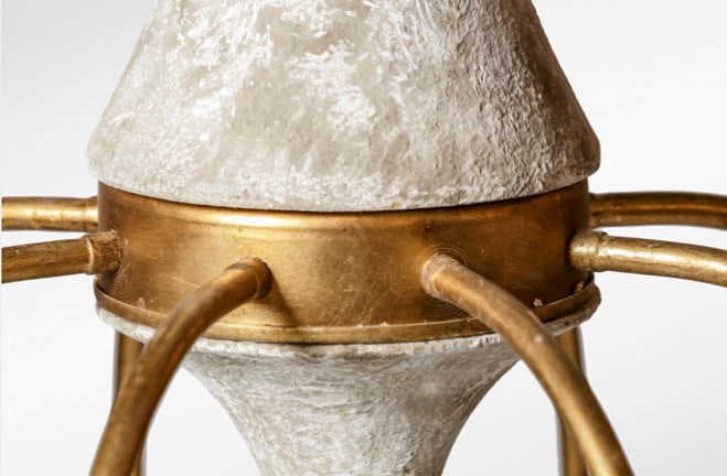 Gabby Clay 8-Light Vintage Gold With Distressed Ivory White Candelabra Chandelier