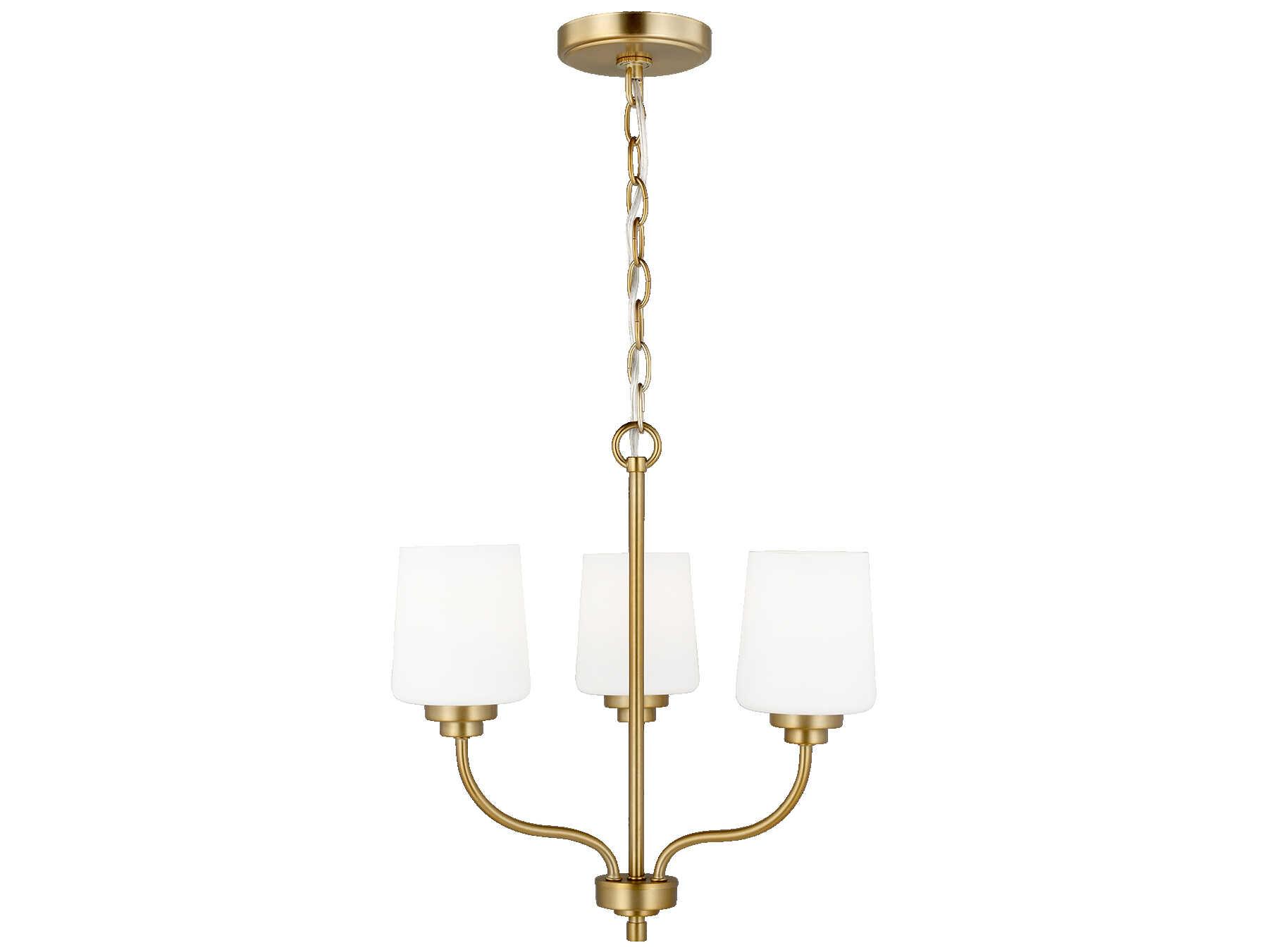 Generation Lighting Windom 3-Light Satin Brass Glass Chandelier