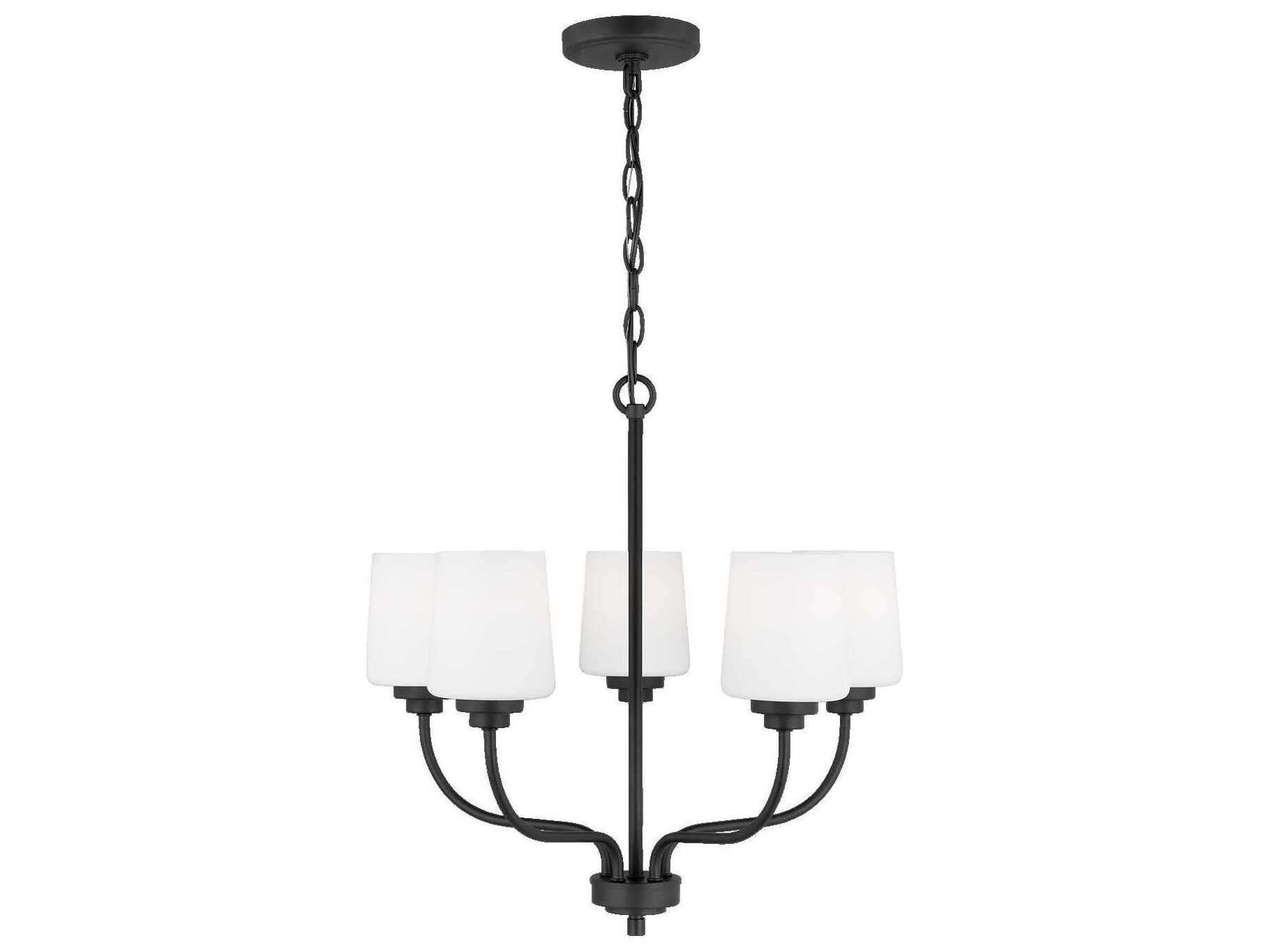 Generation Lighting Windom 5-Light Midnight Black Glass Chandelier