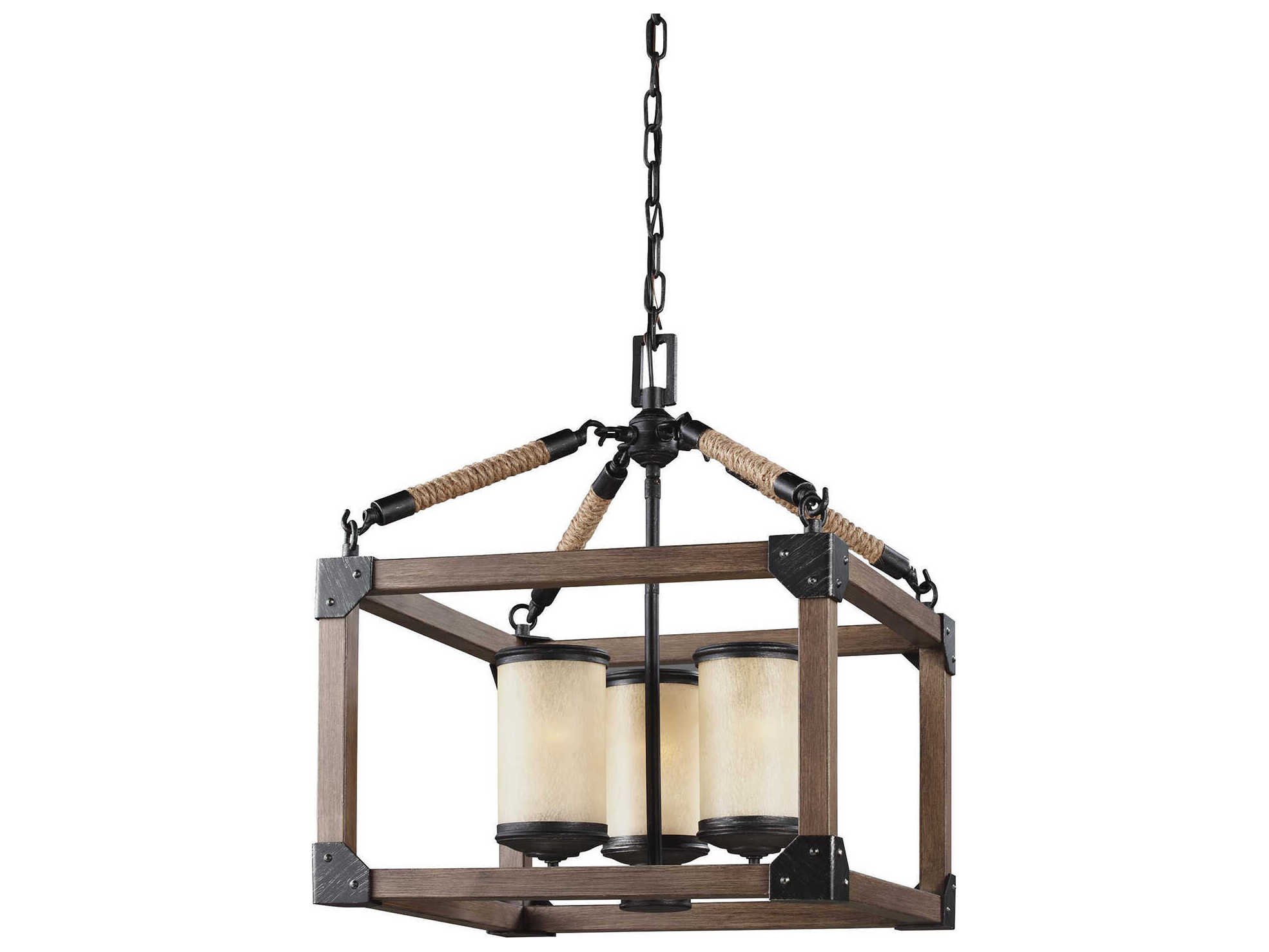 Generation Lighting Dunning 3-Light Stardust Black Glass Cylinder Chandelier