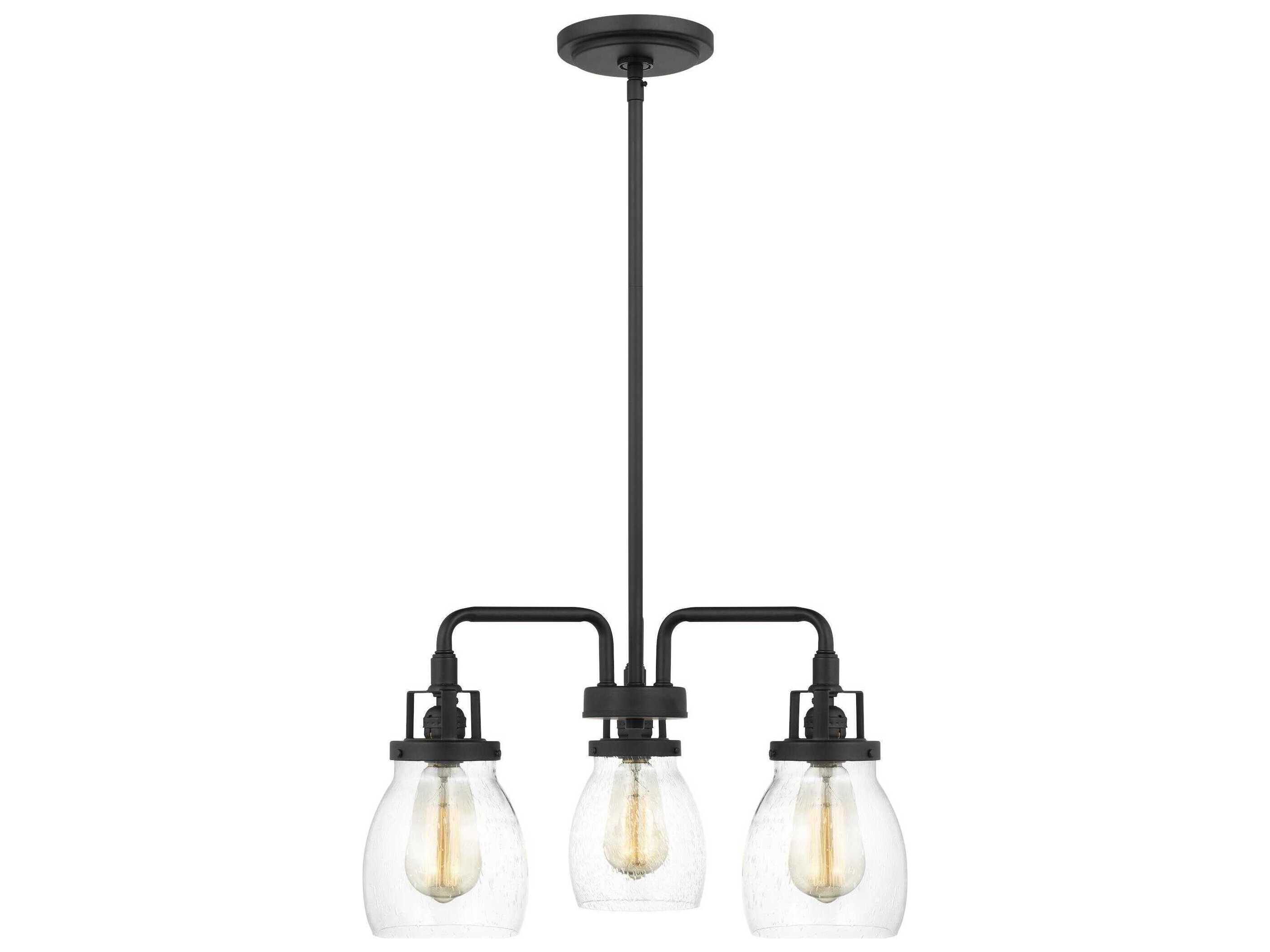 Generation Lighting Belton 3-Light Midnight Black Glass Chandelier