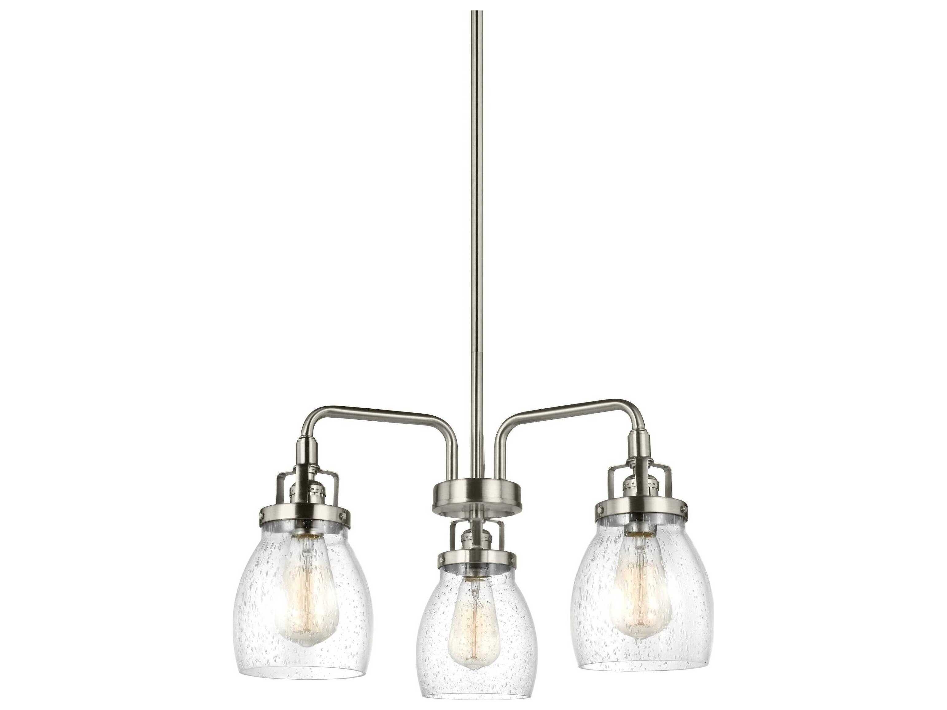 Generation Lighting Belton 3-Light Brushed Nickel Glass Chandelier
