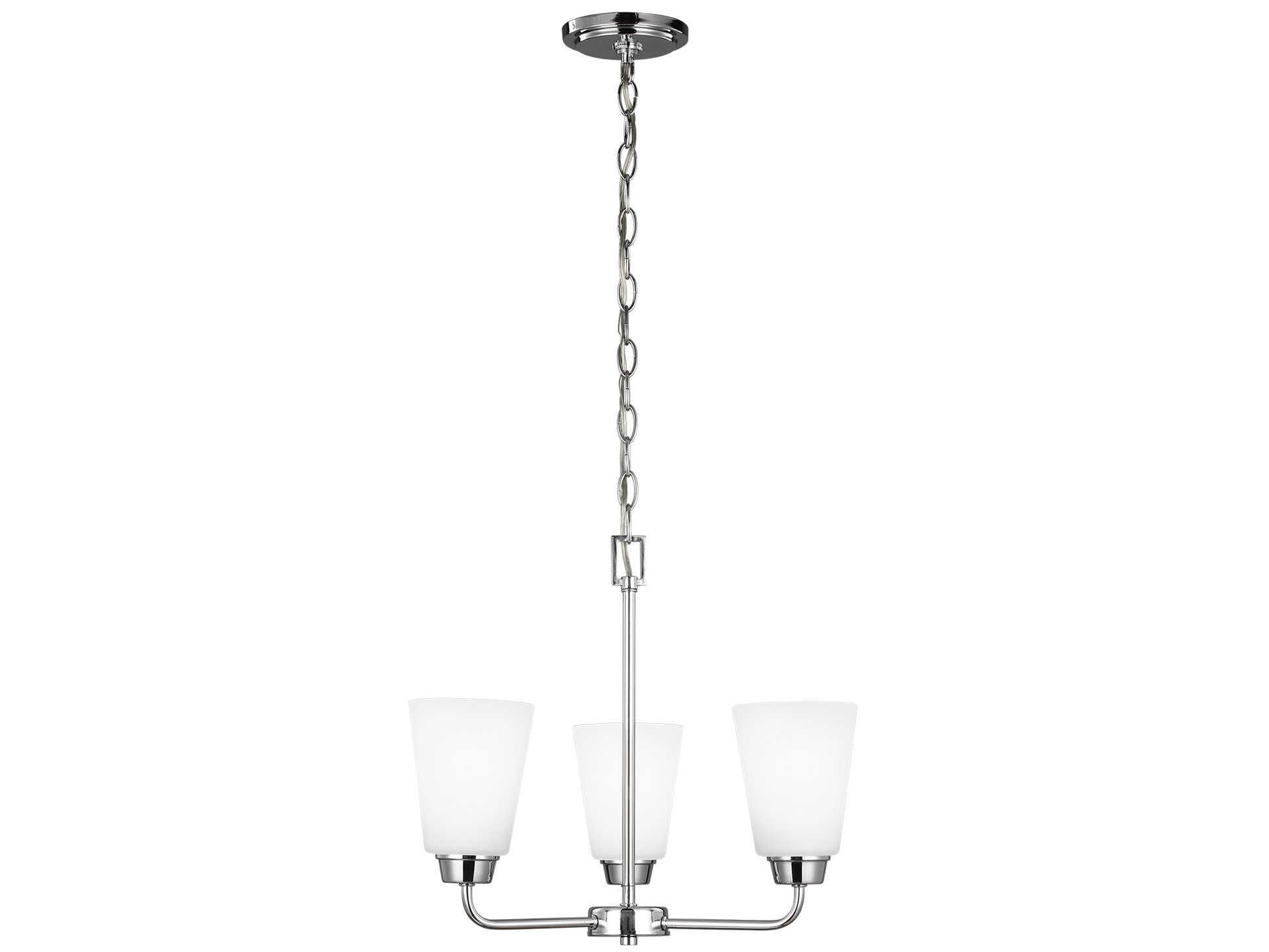 Generation Lighting Kerrville 3-Light Chrome Glass Bell Chandelier