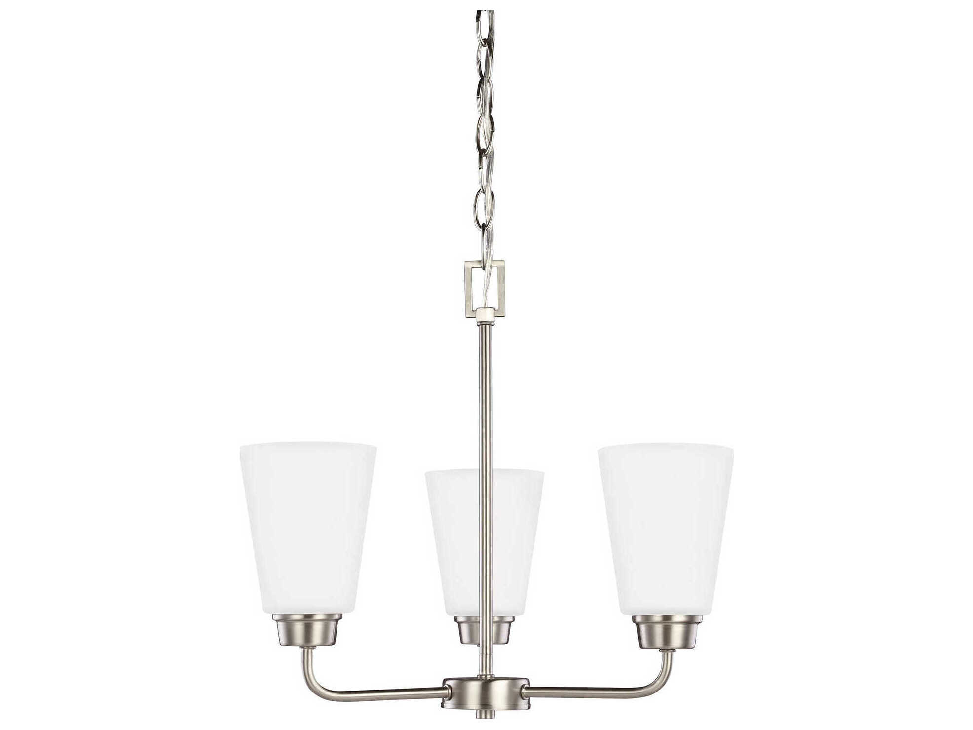 Generation Lighting Kerrville 3-Light Brushed Nickel Glass Bell Chandelier