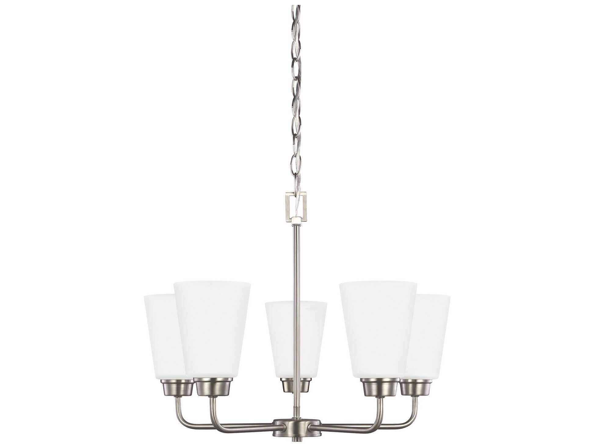Generation Lighting Kerrville 5-Light Brushed Nickel Glass Bell Chandelier