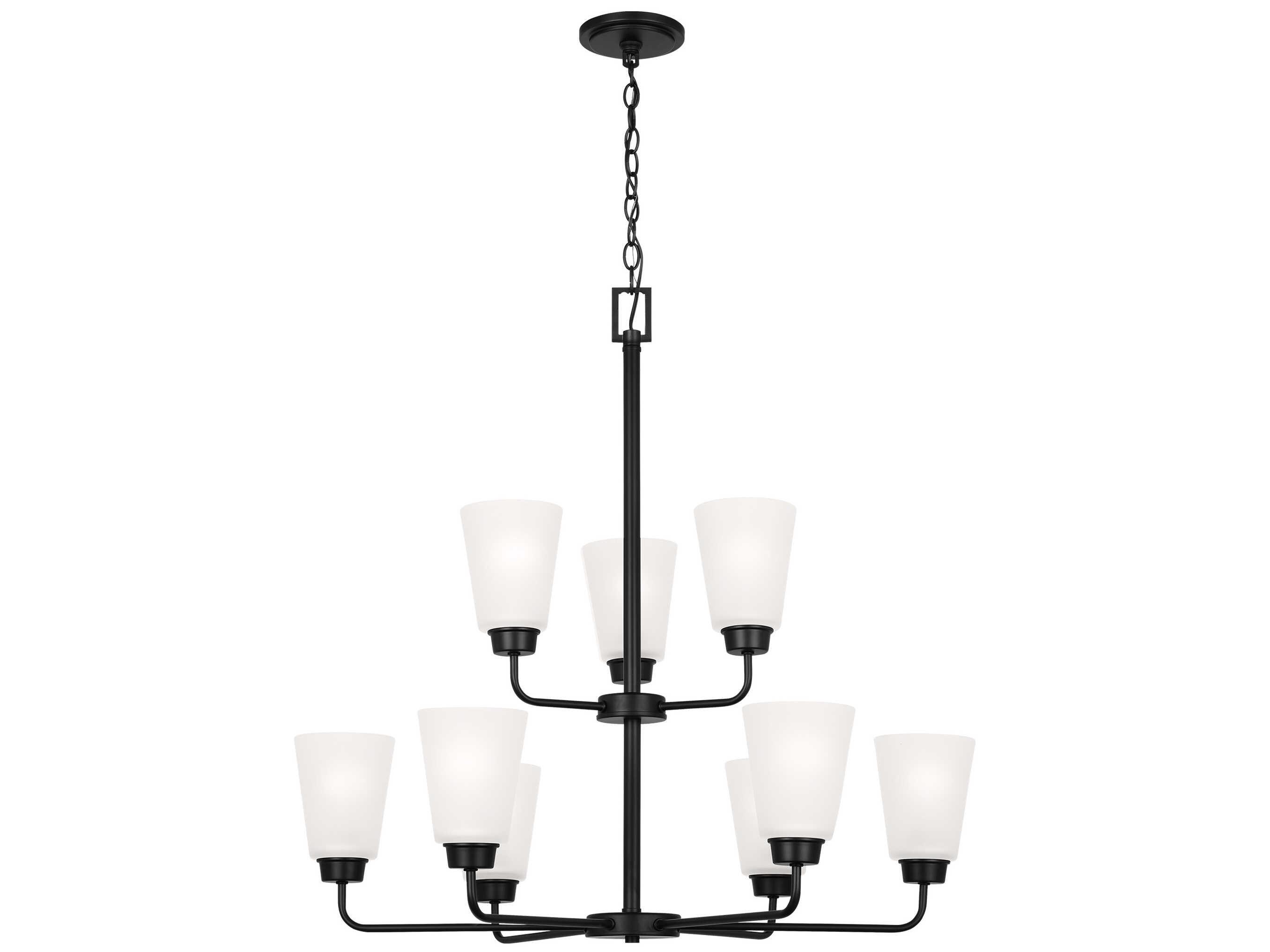 Generation Lighting Kerrville 9-Light Midnight Black Tiered Chandelier