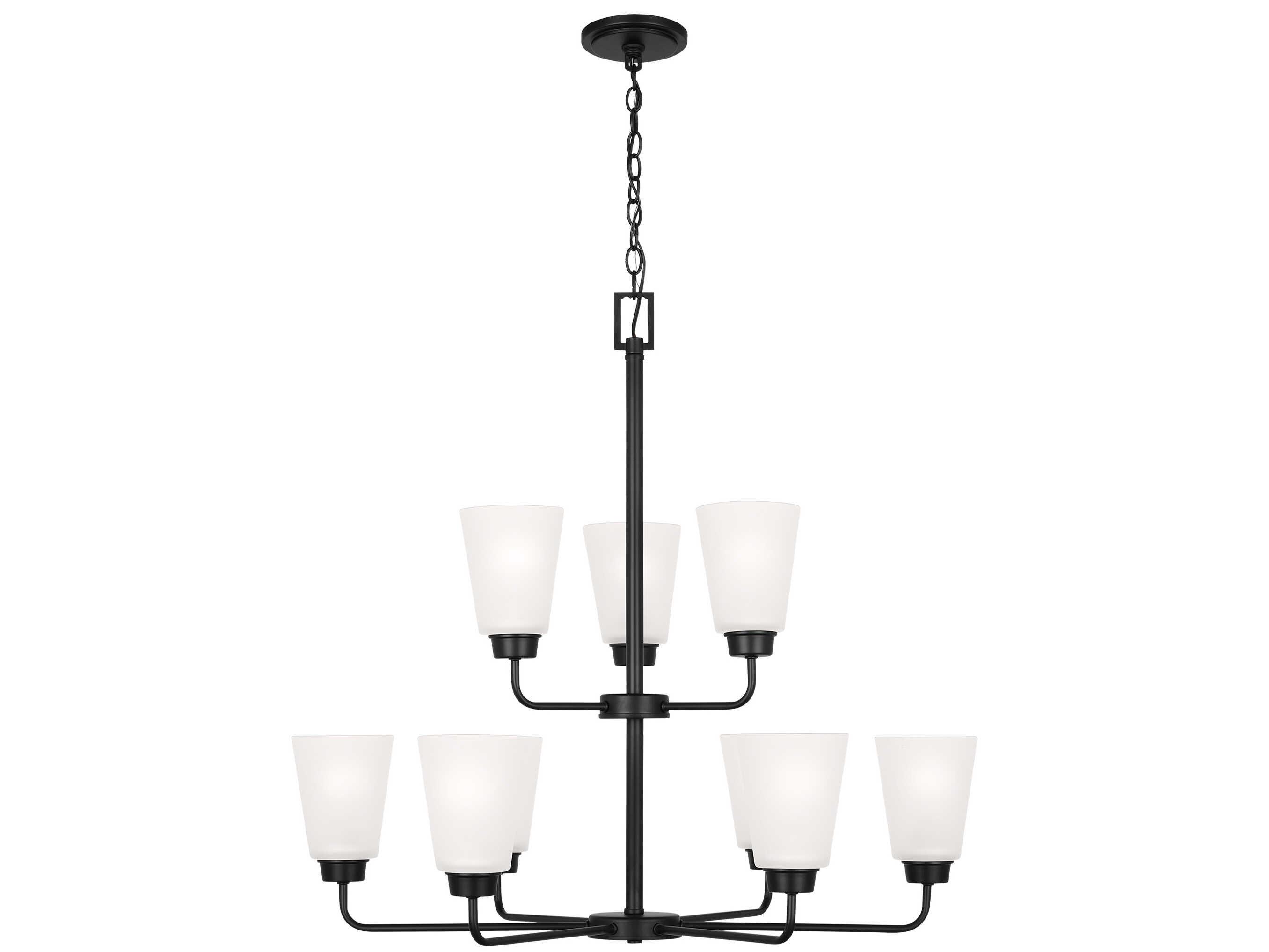 Generation Lighting Kerrville 9-Light Midnight Black Tiered Chandelier
