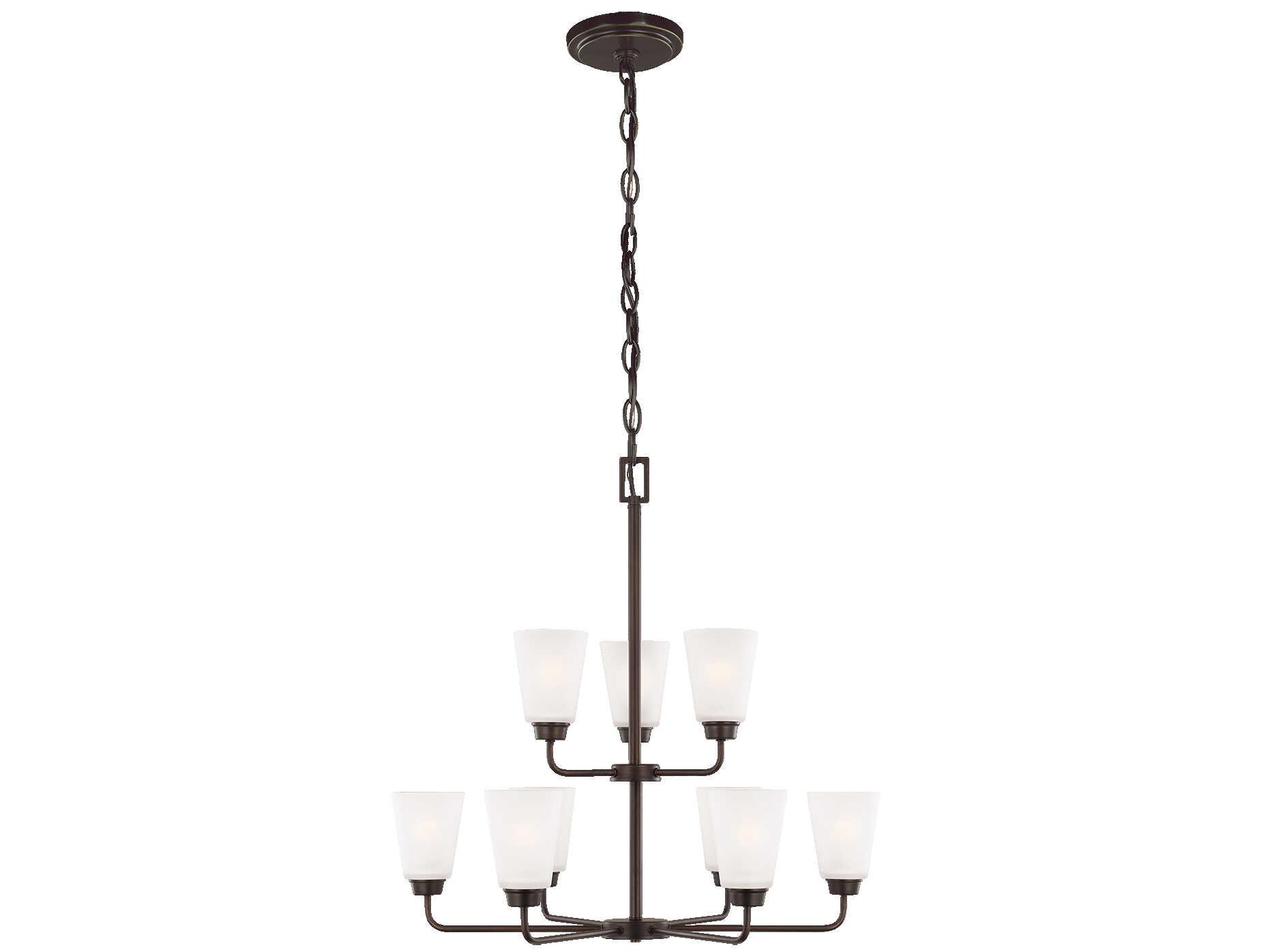 Generation Lighting Kerrville 9-Light Bronze Glass Bell Tiered Chandelier