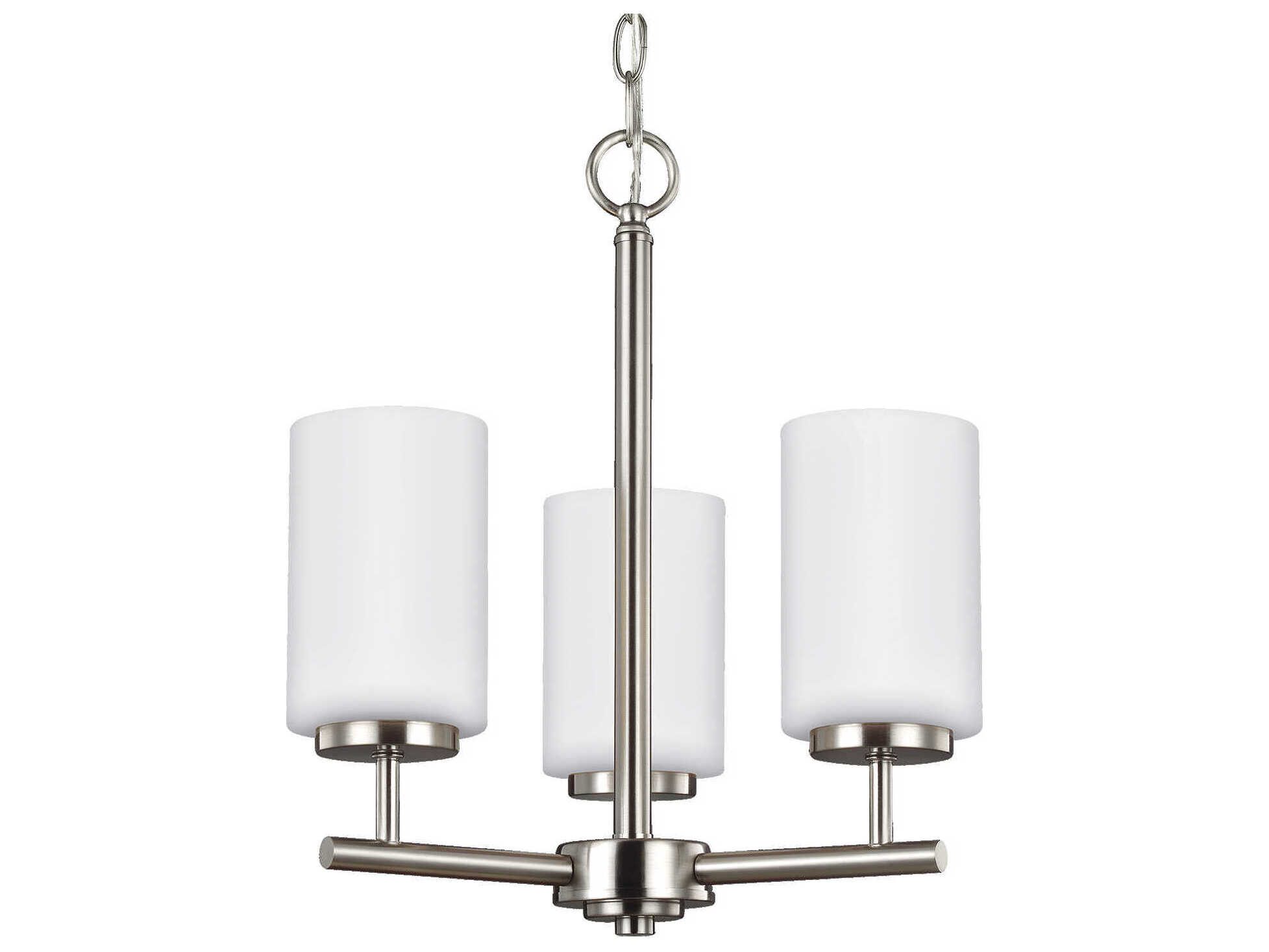 Generation Lighting Oslo 3-Light Brushed Nickel Glass Cylinder Chandelier