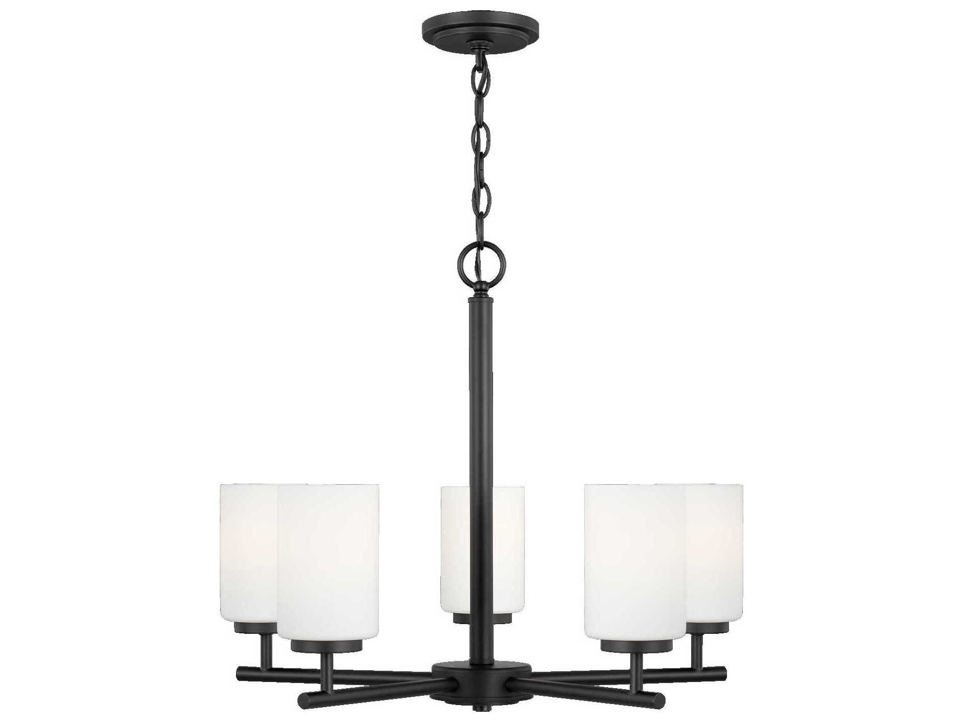 Generation Lighting Oslo 5-Light Midnight Black Glass Cylinder Chandelier