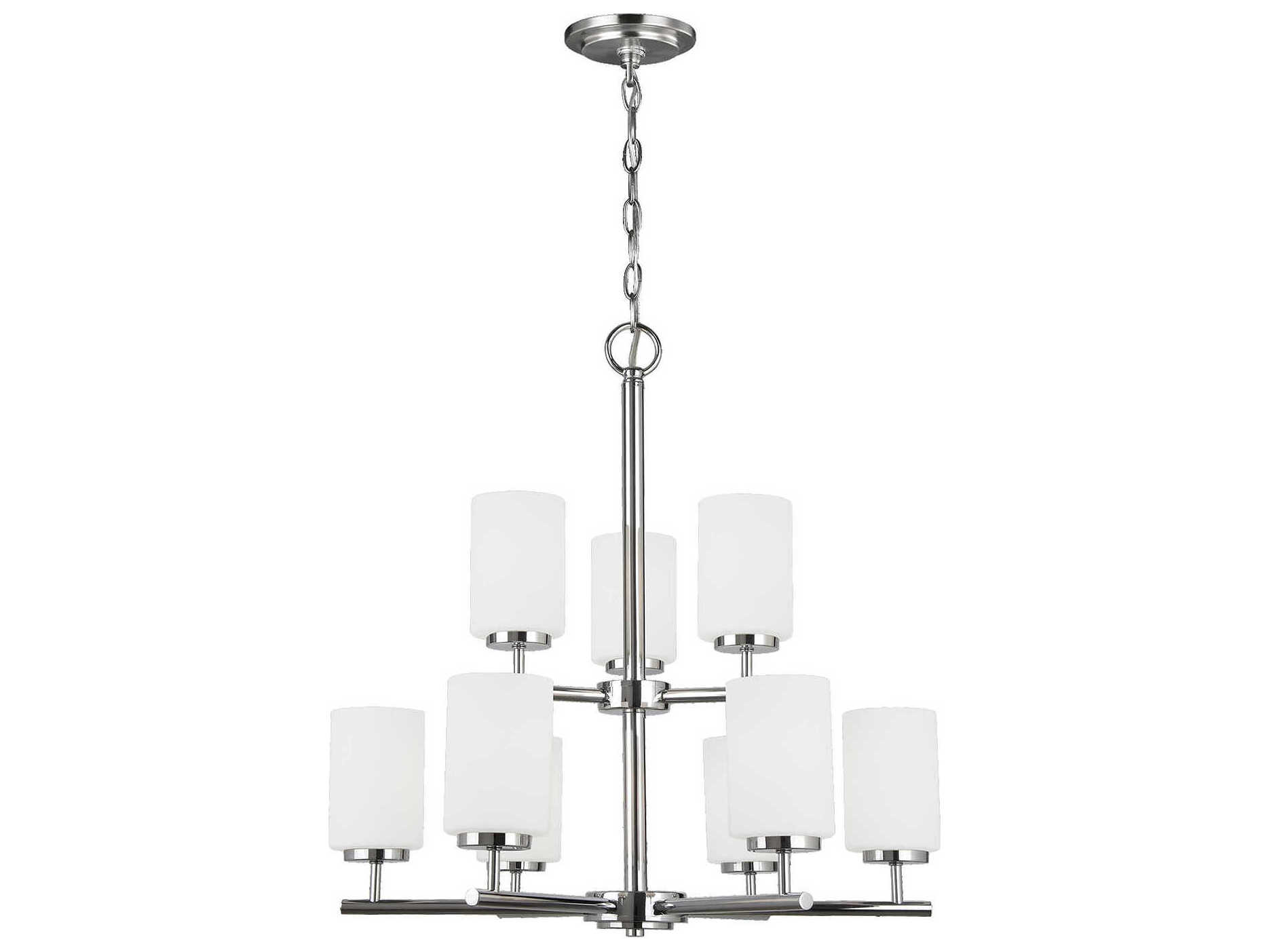 Generation Lighting Oslo 9-Light Chrome Glass Cylinder Tiered Chandelier