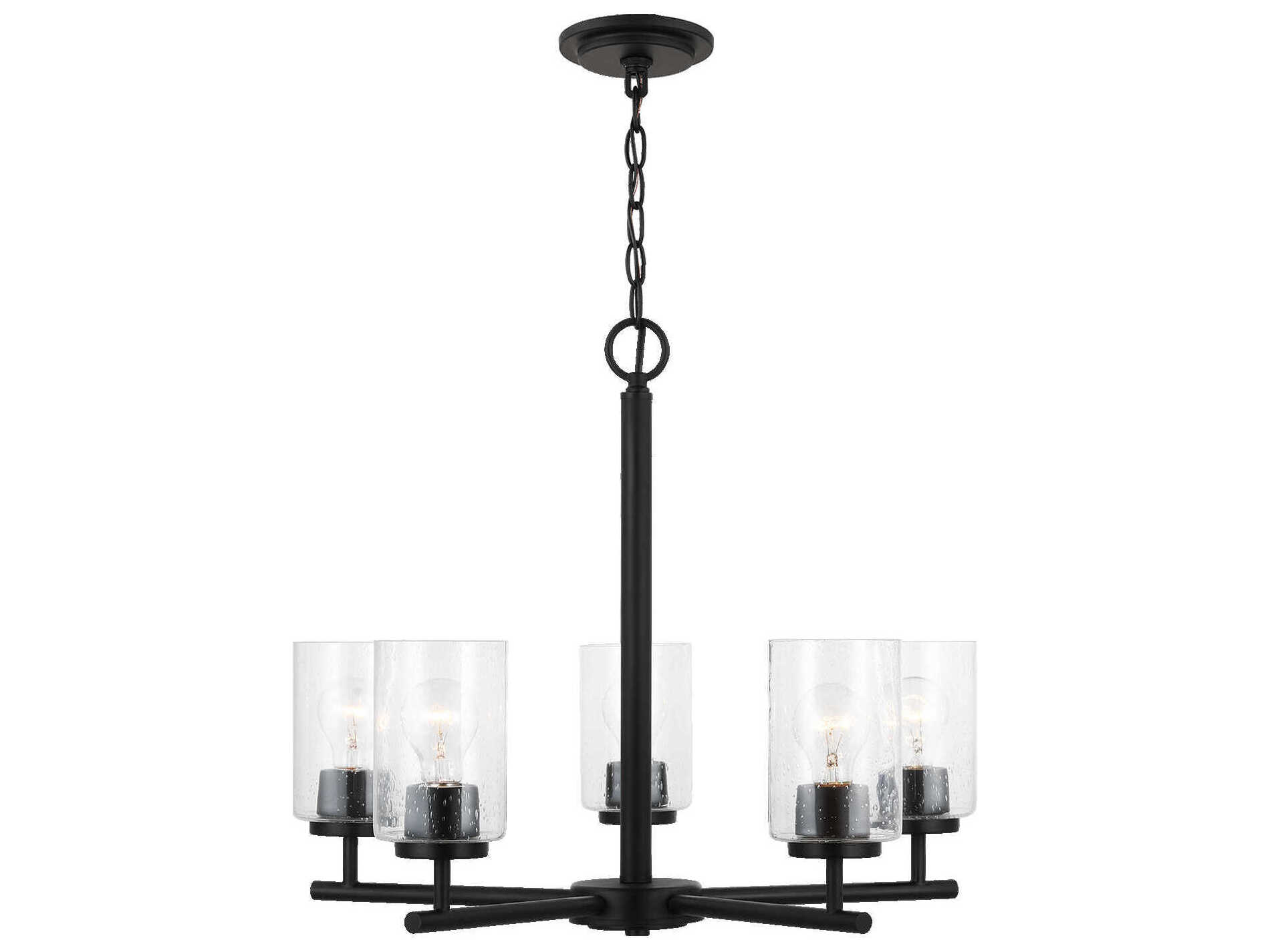 Generation Lighting Oslo 5-Light Midnight Black Glass Cylinder Chandelier