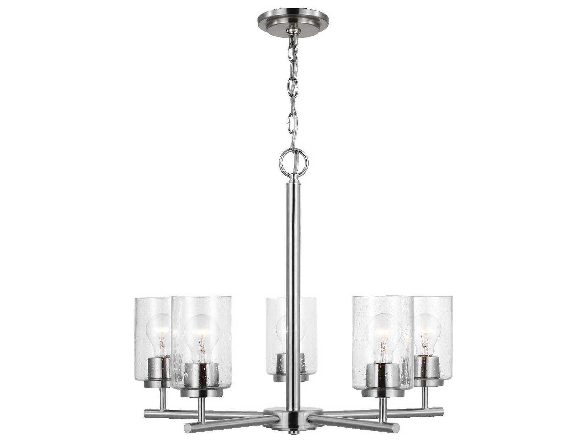 Generation Lighting Oslo 5-Light Brushed Nickel Glass Cylinder Chandelier