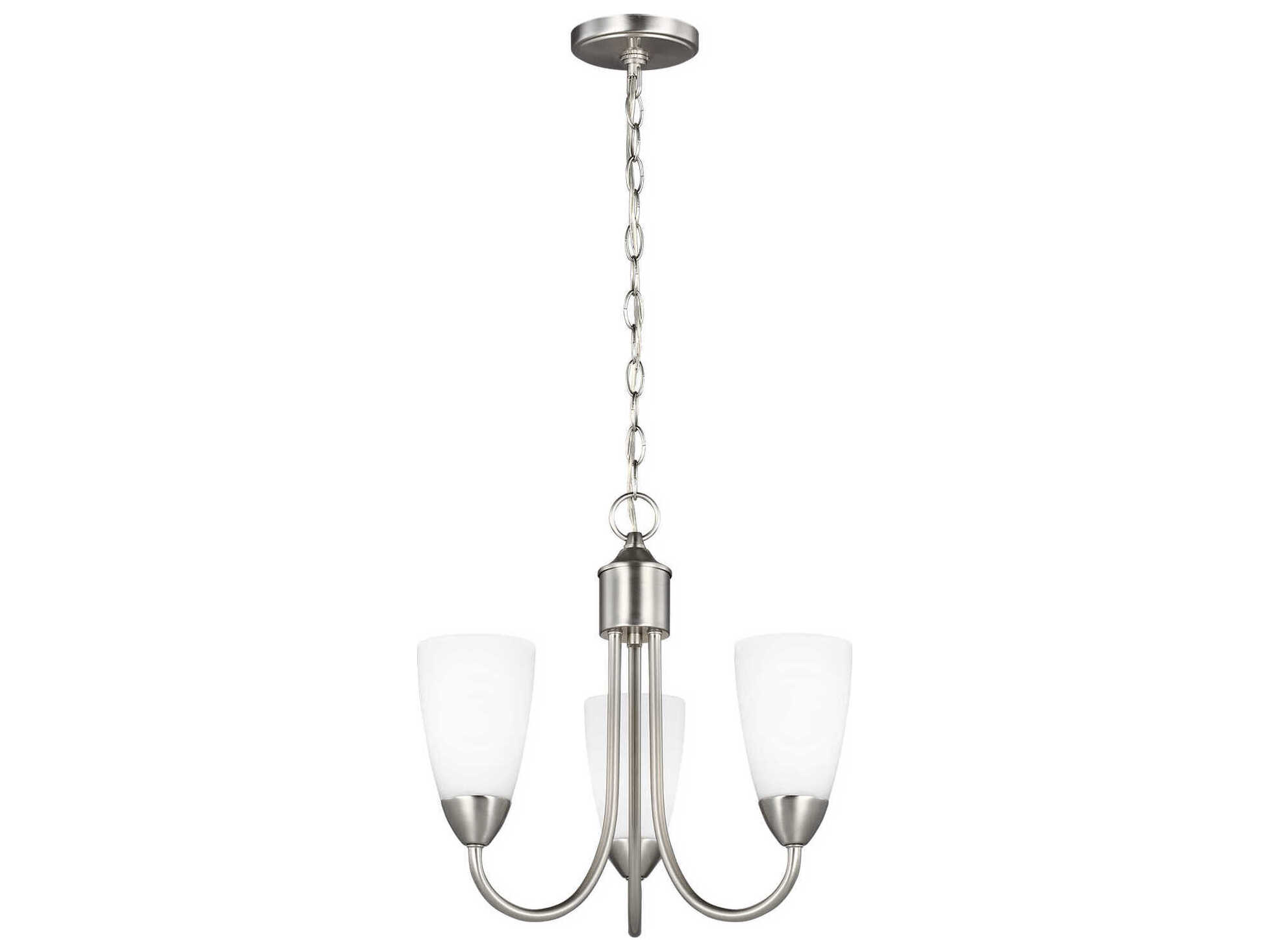 Generation Lighting Seville 3-Light Brushed Nickel Glass Bell Chandelier