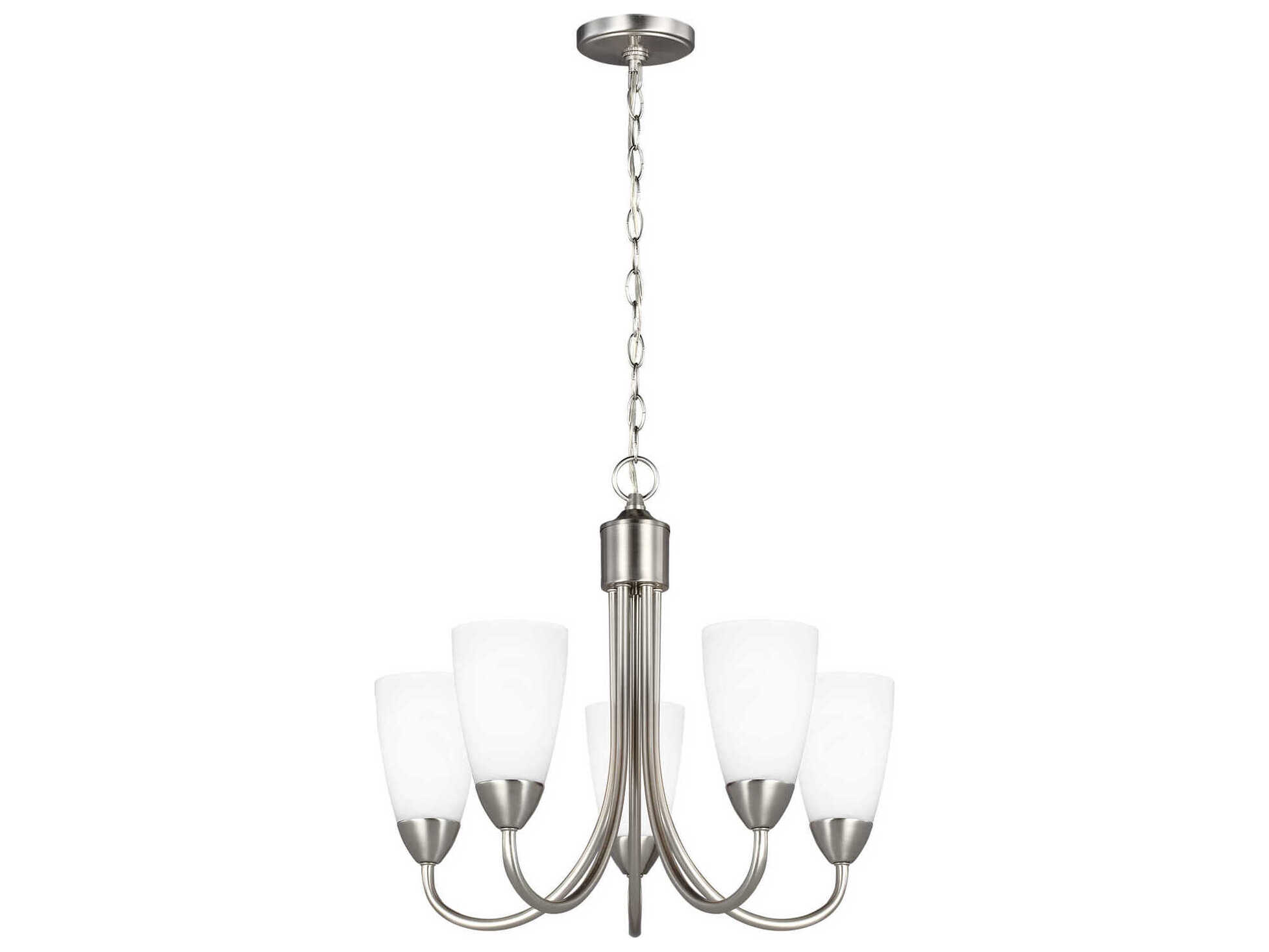 Generation Lighting Seville 5-Light Brushed Nickel Glass Bell Chandelier