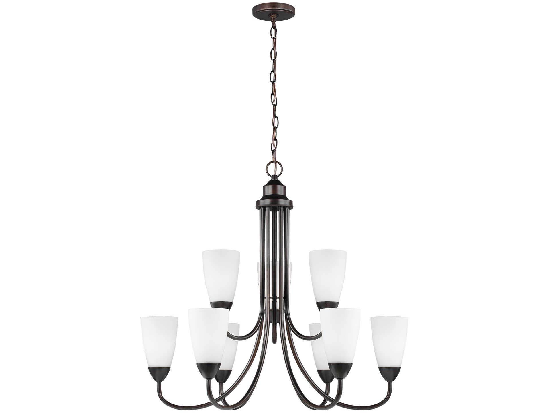 Generation Lighting Seville 9-Light Bronze Glass Bell Tiered Chandelier