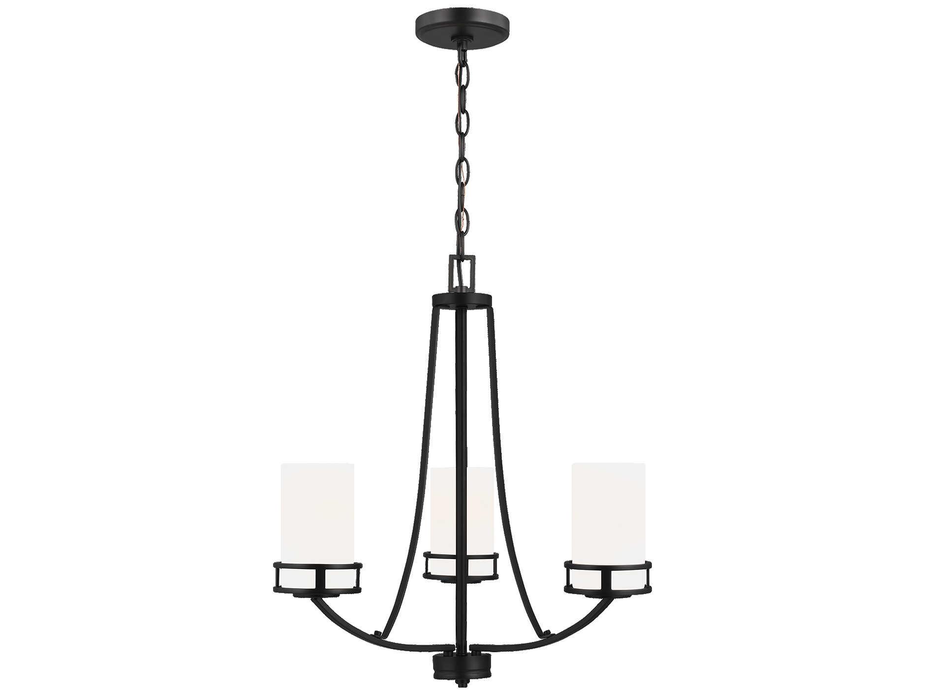 Generation Lighting Robie 3-Light Midnight Black Glass Cylinder Chandelier