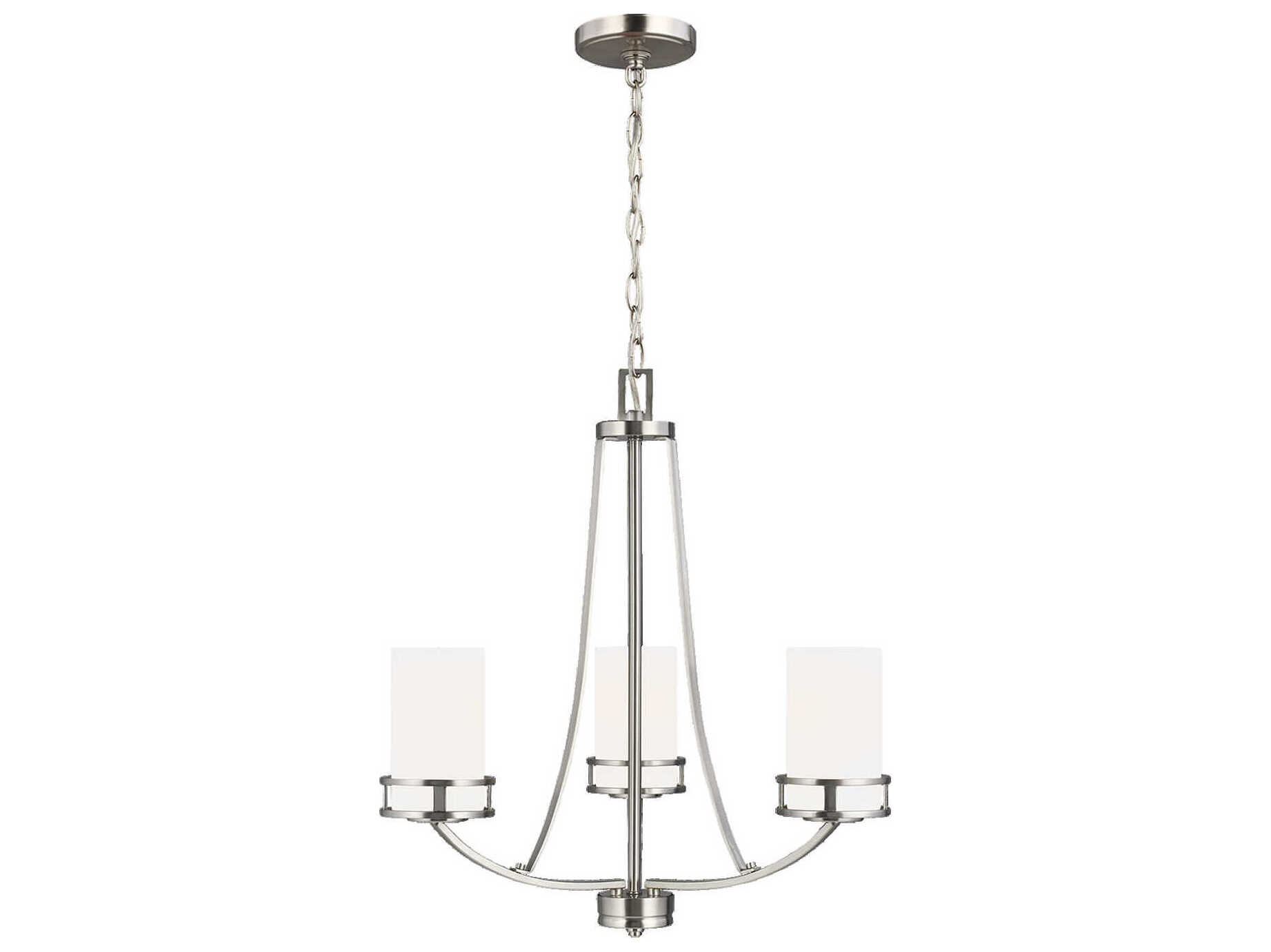 Generation Lighting Robie 3-Light Brushed Nickel Glass Cylinder Chandelier