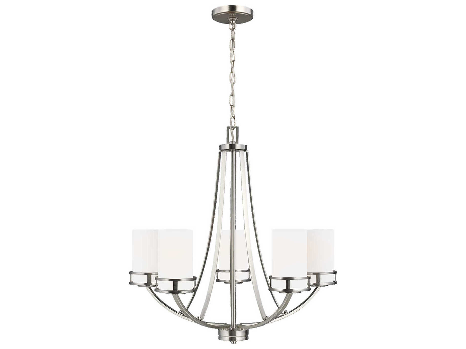 Generation Lighting Robie 5-Light Brushed Nickel Glass Cylinder Chandelier