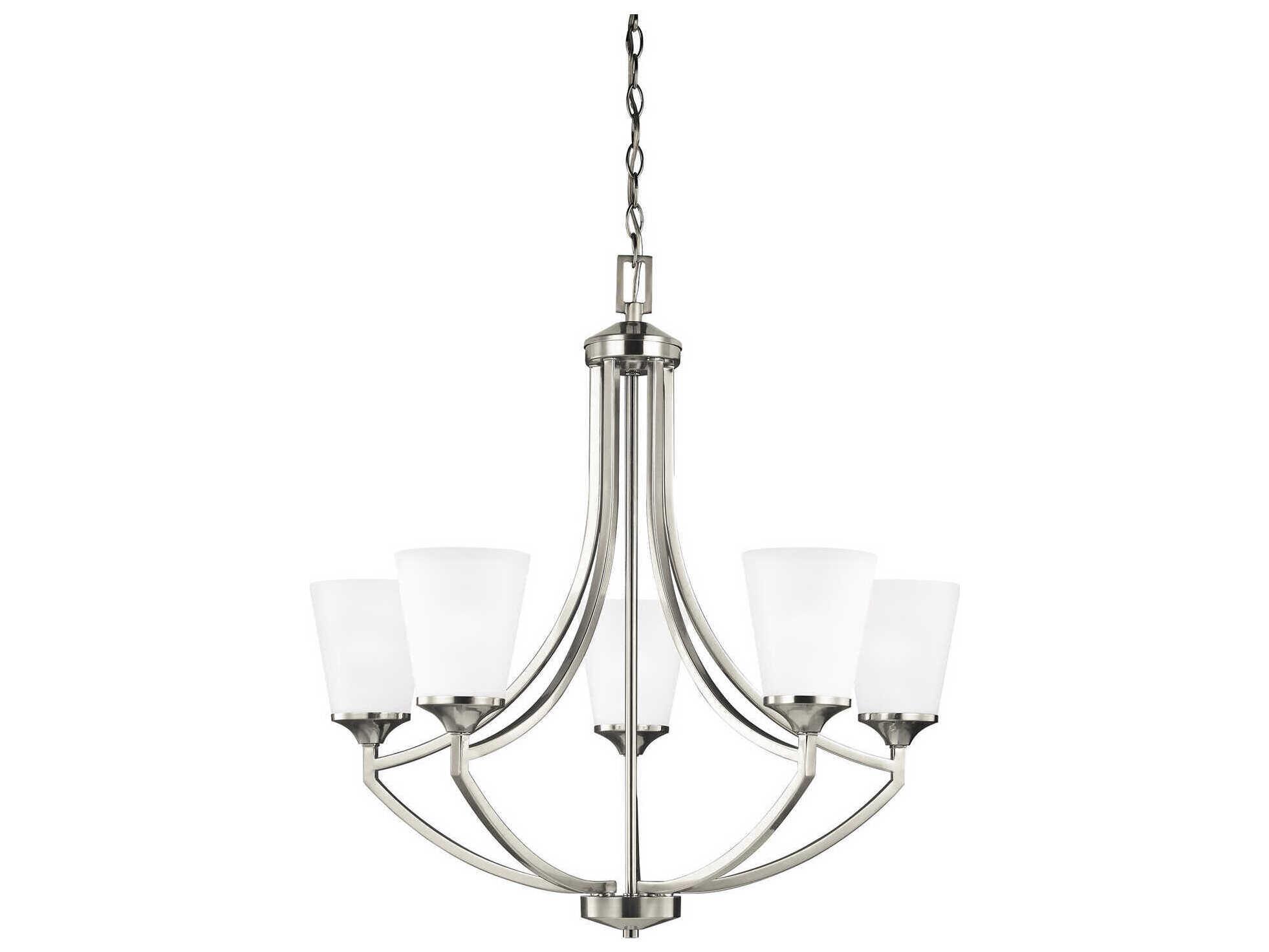 Generation Lighting Hanford 5-Light Brushed Nickel Glass Bell Chandelier