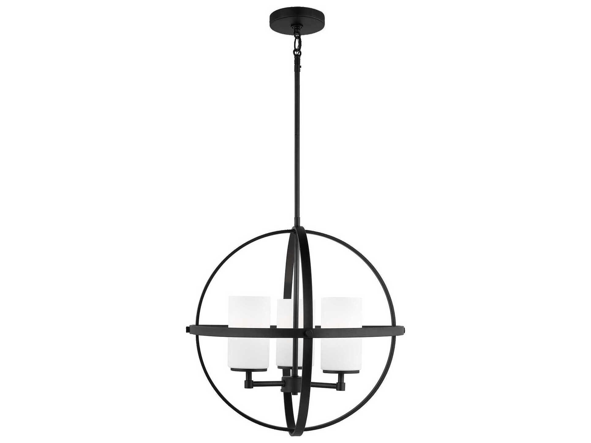 Generation Lighting Alturas 3-Light Midnight Black Glass Globe Chandelier